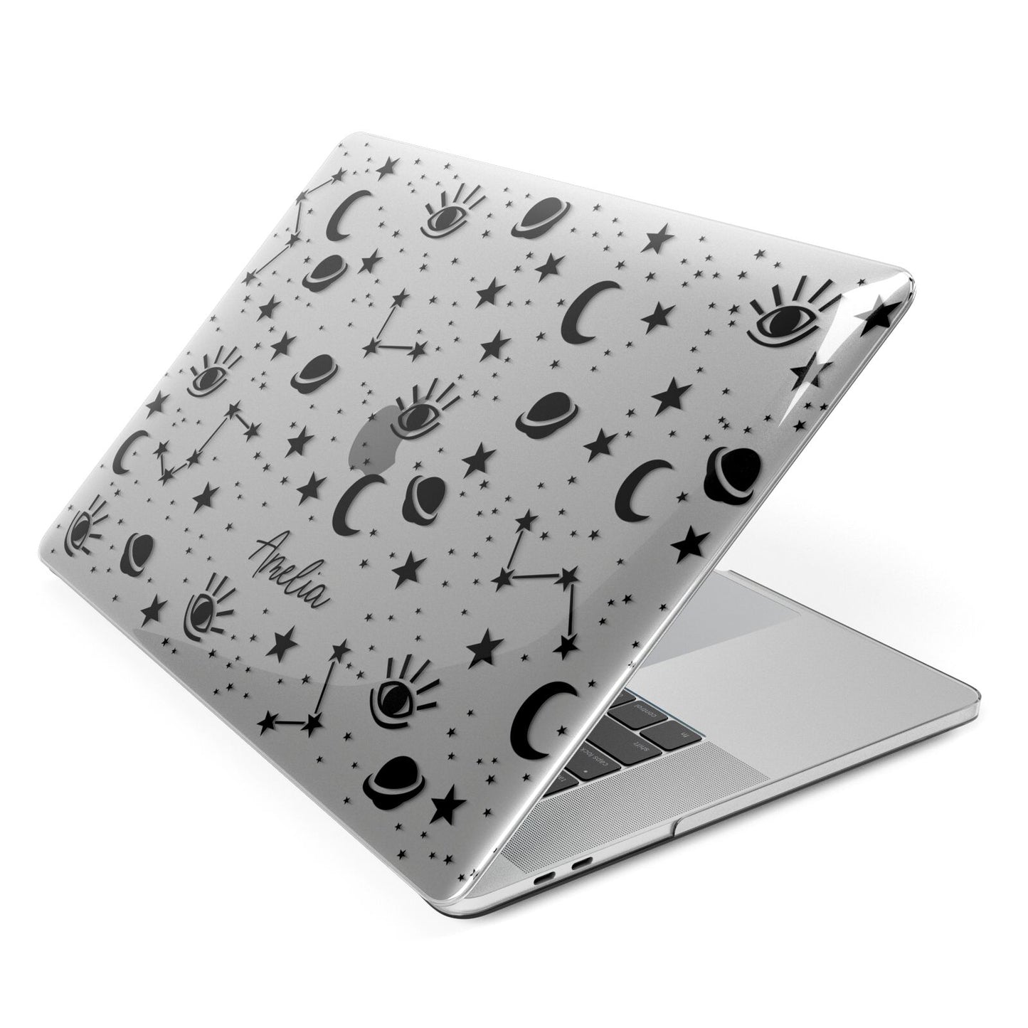 Monochrome Zodiac Constellations with Name Apple MacBook Case Side View