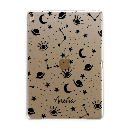 Monochrome Zodiac Constellations with Name Apple iPad Gold Case