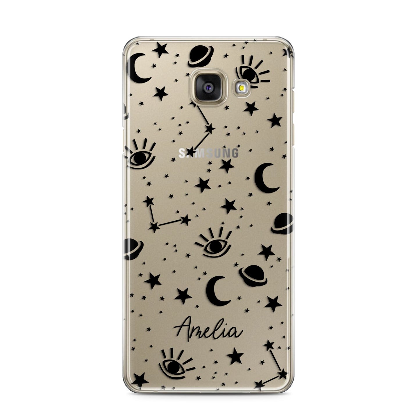 Monochrome Zodiac Constellations with Name Samsung Galaxy A3 2016 Case on gold phone