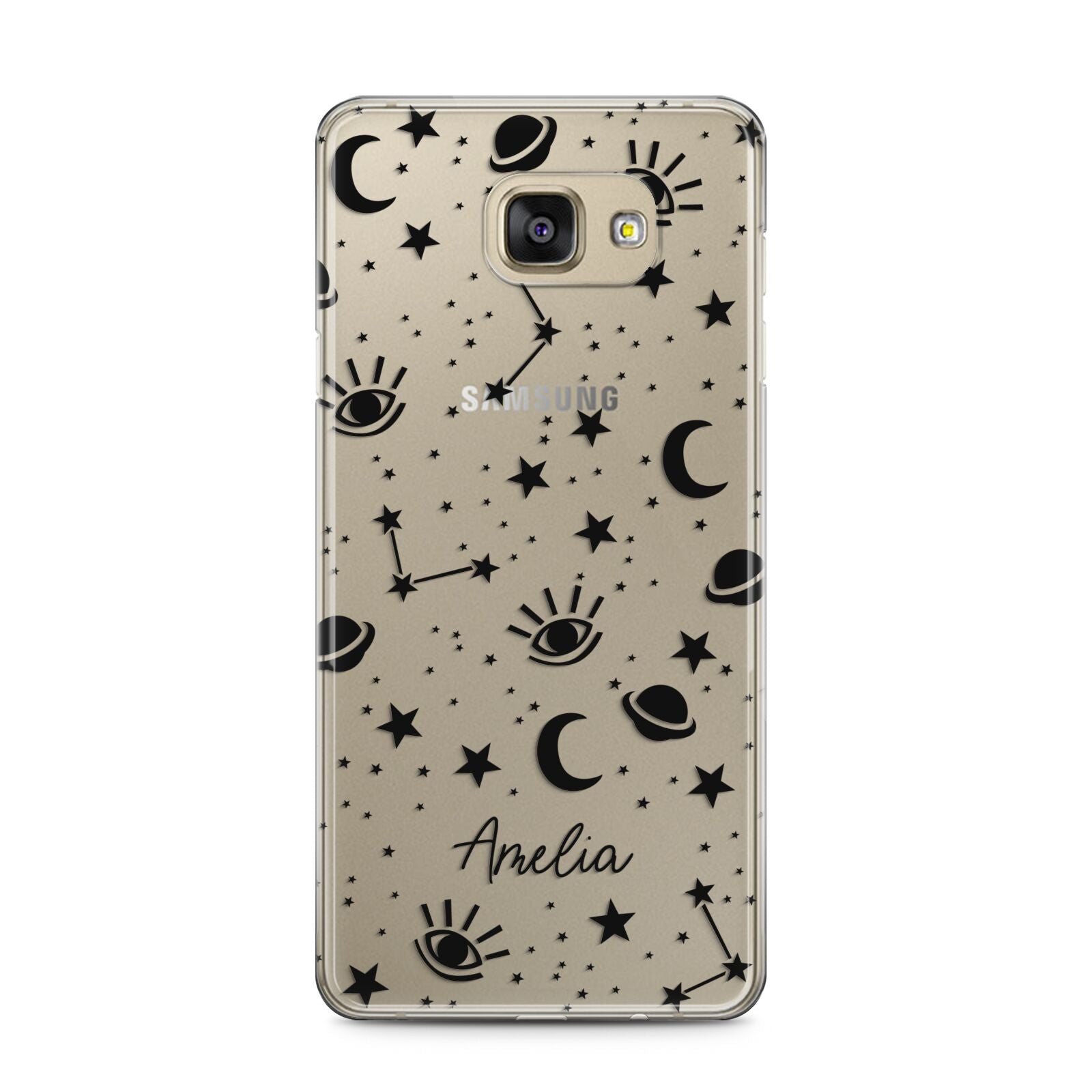 Monochrome Zodiac Constellations with Name Samsung Galaxy A5 2016 Case on gold phone