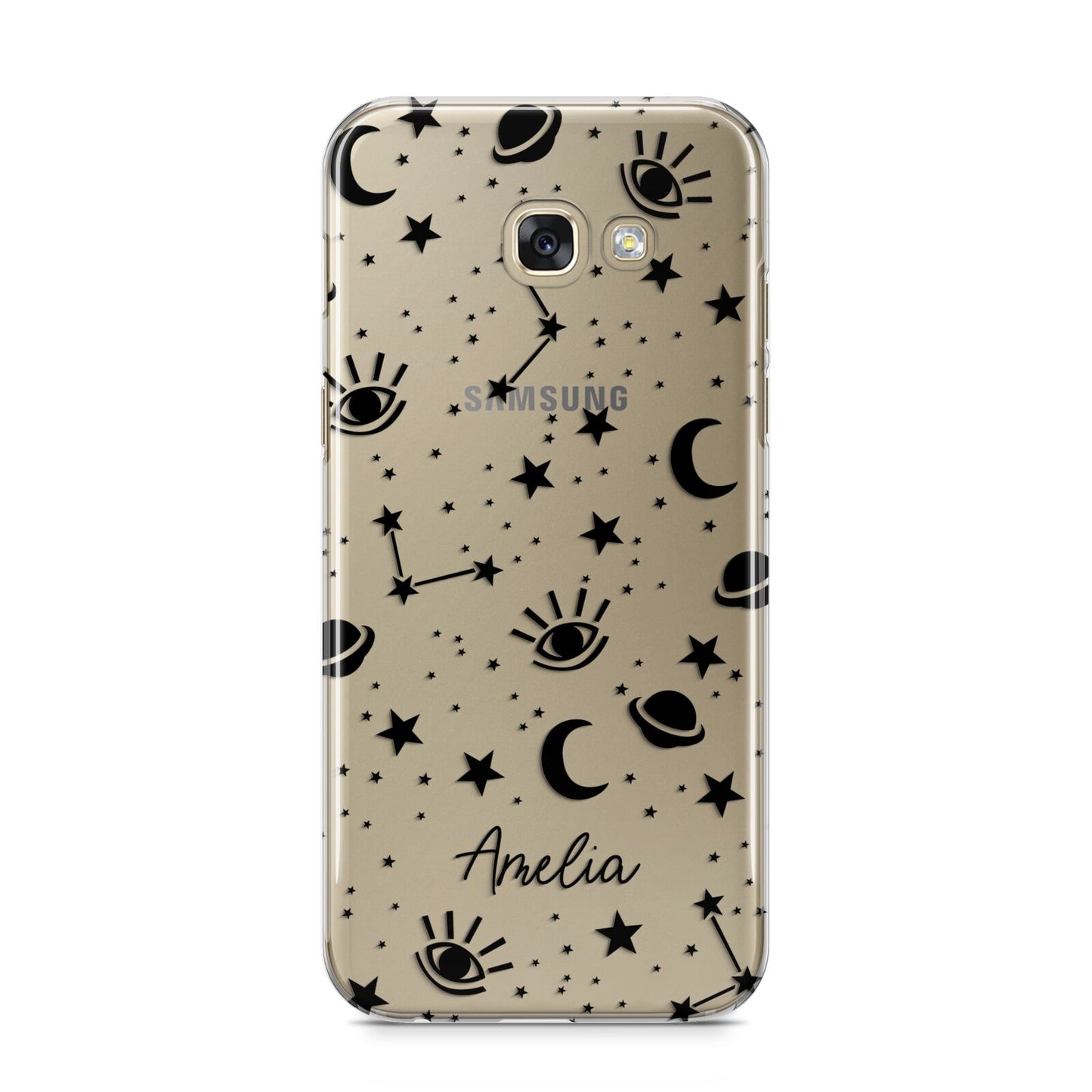 Monochrome Zodiac Constellations with Name Samsung Galaxy A5 2017 Case on gold phone