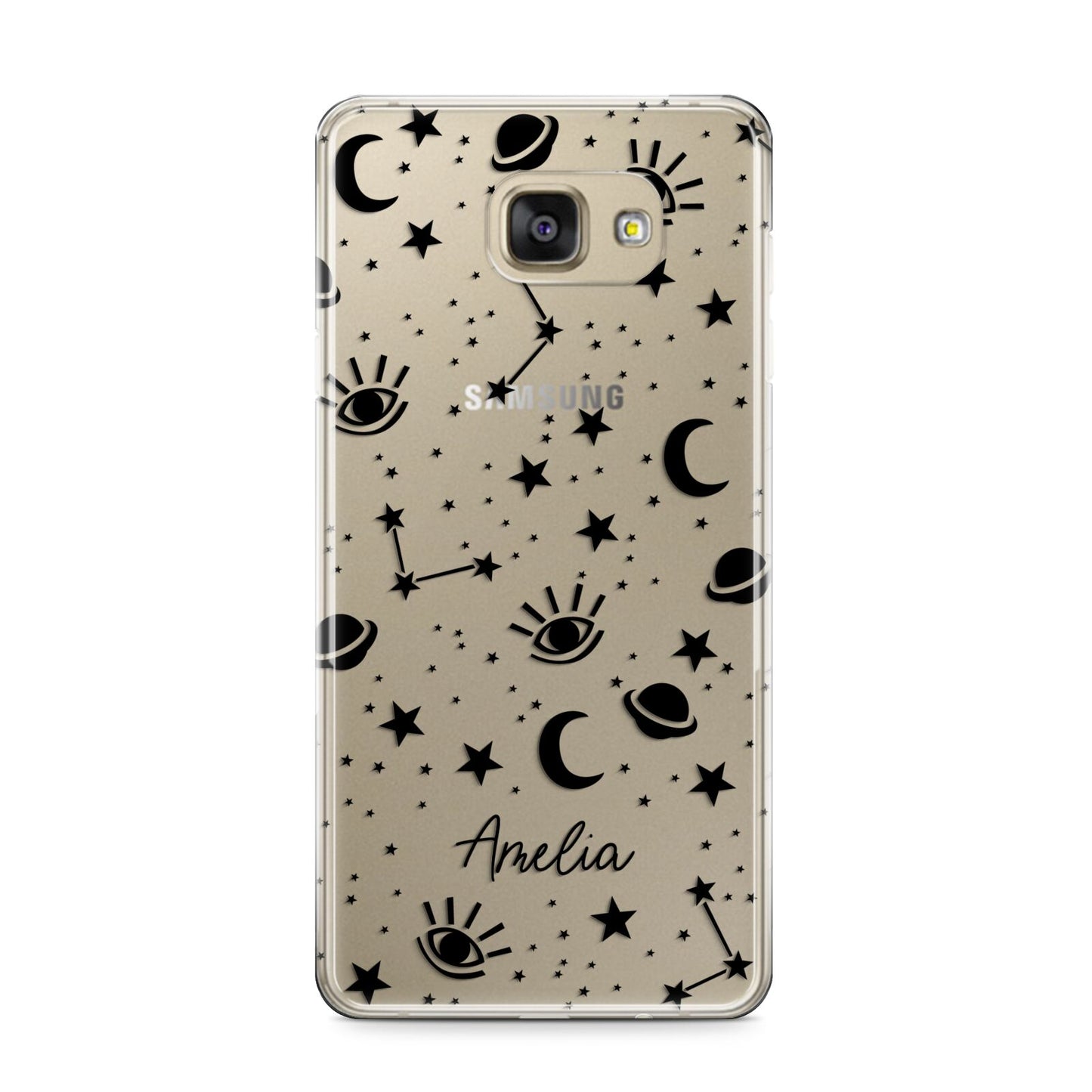 Monochrome Zodiac Constellations with Name Samsung Galaxy A9 2016 Case on gold phone