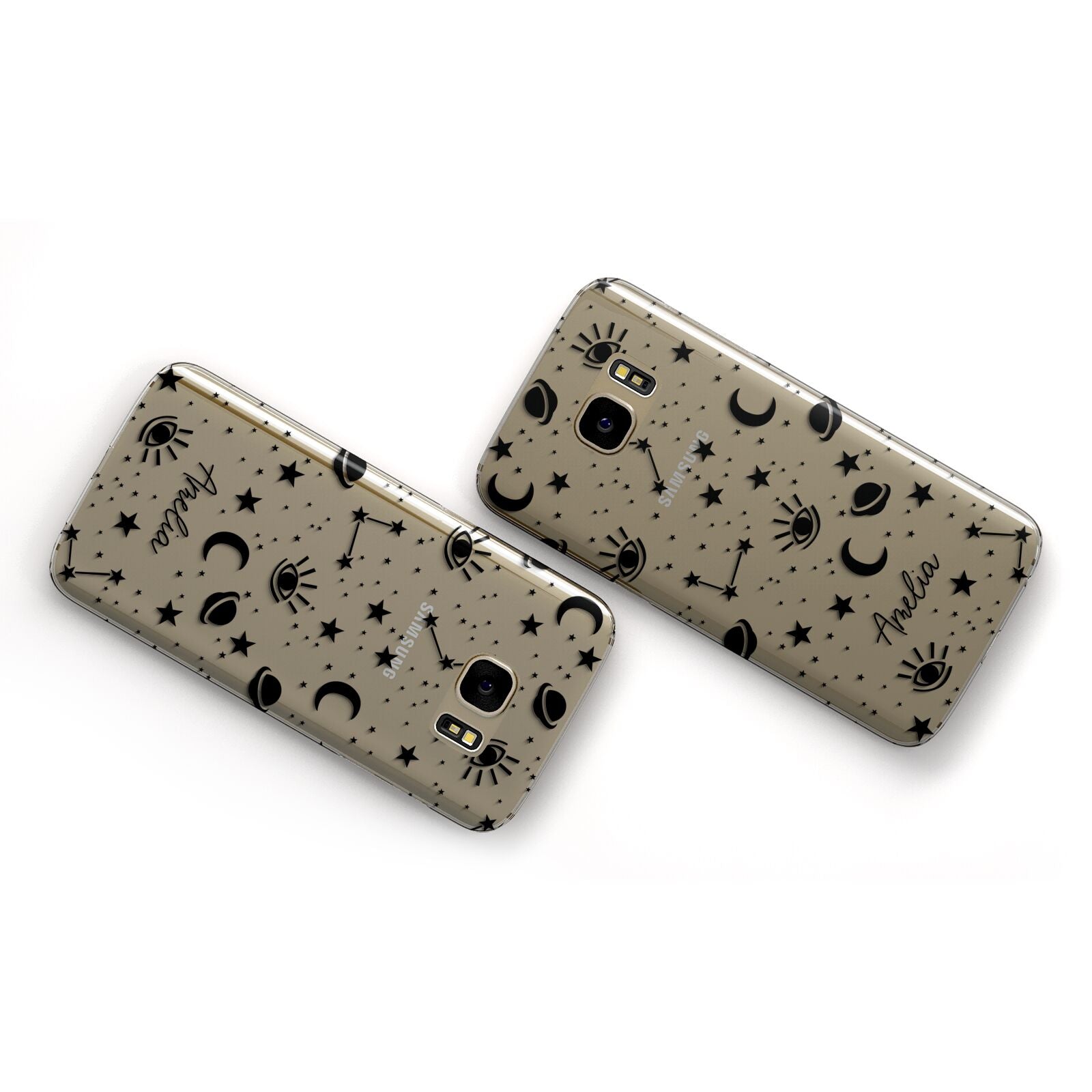 Monochrome Zodiac Constellations with Name Samsung Galaxy Case Flat Overview