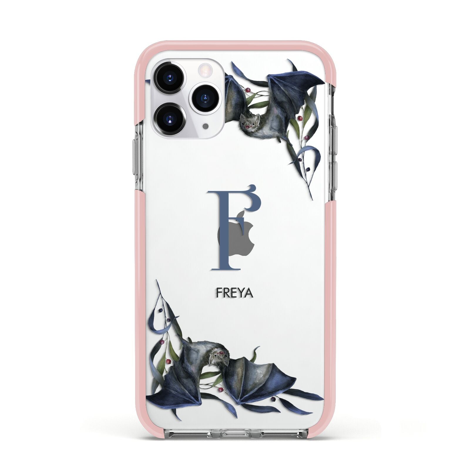 Monogram Bats Apple iPhone 11 Pro in Silver with Pink Impact Case