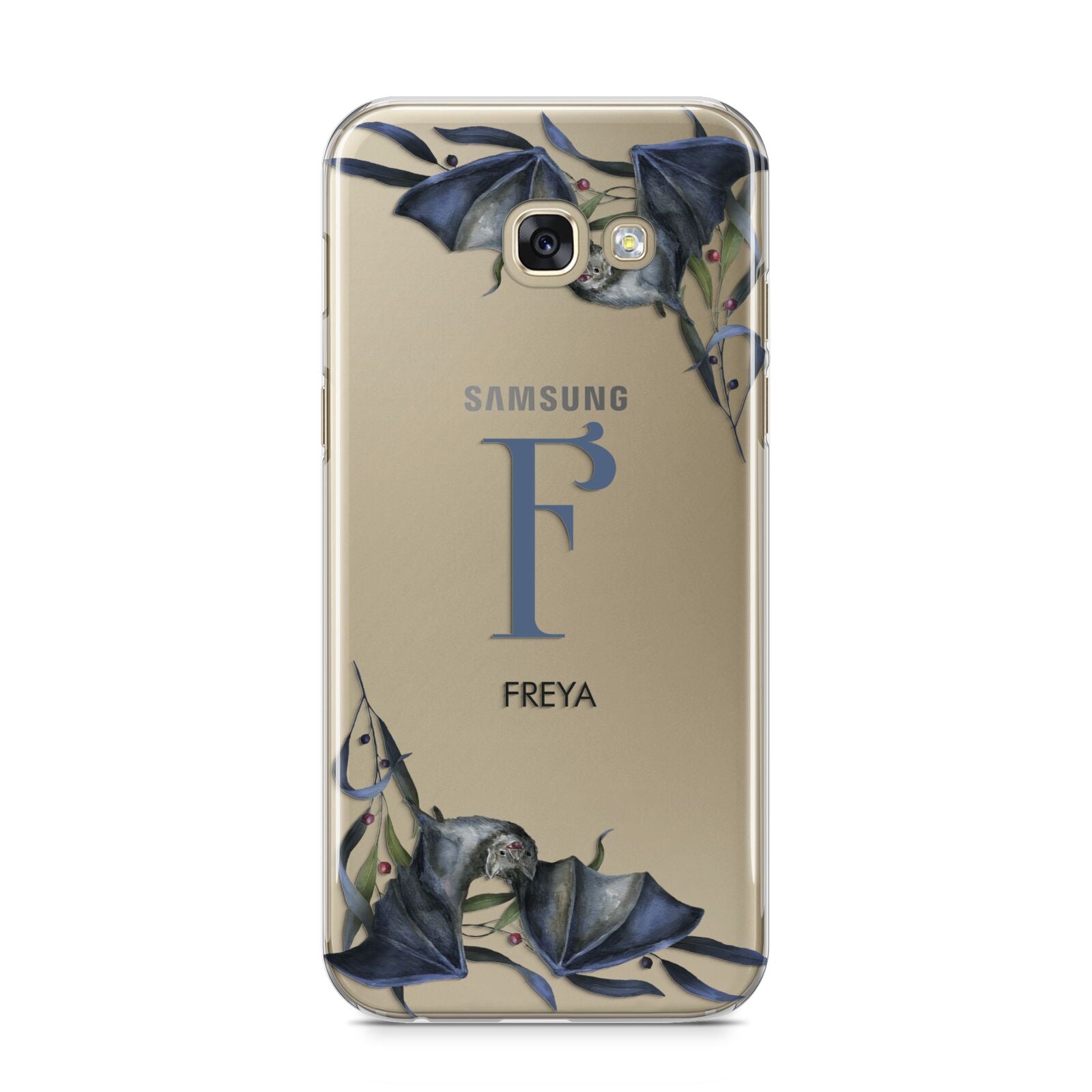 Monogram Bats Samsung Galaxy A5 2017 Case on gold phone