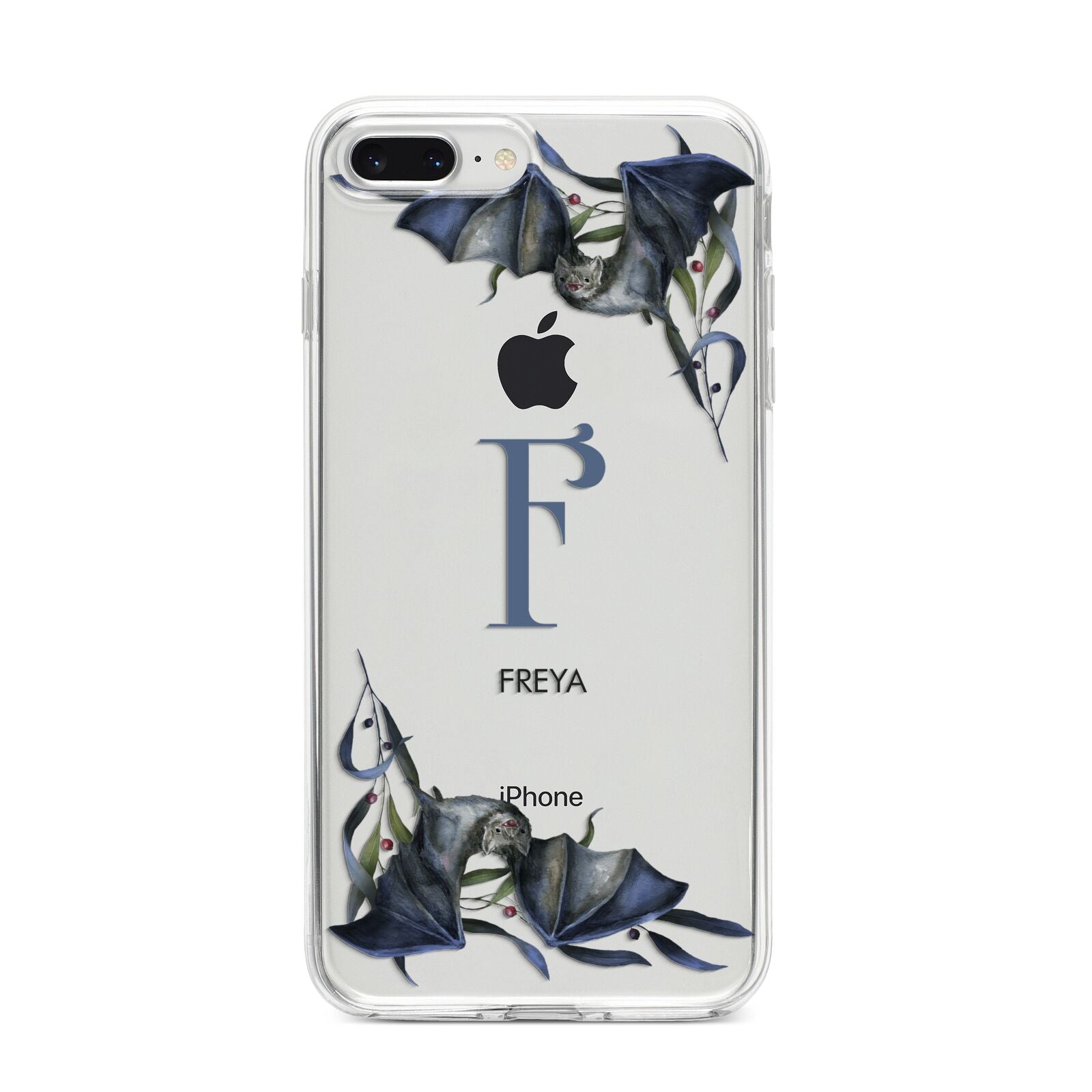 Monogram Bats iPhone 8 Plus Bumper Case on Silver iPhone