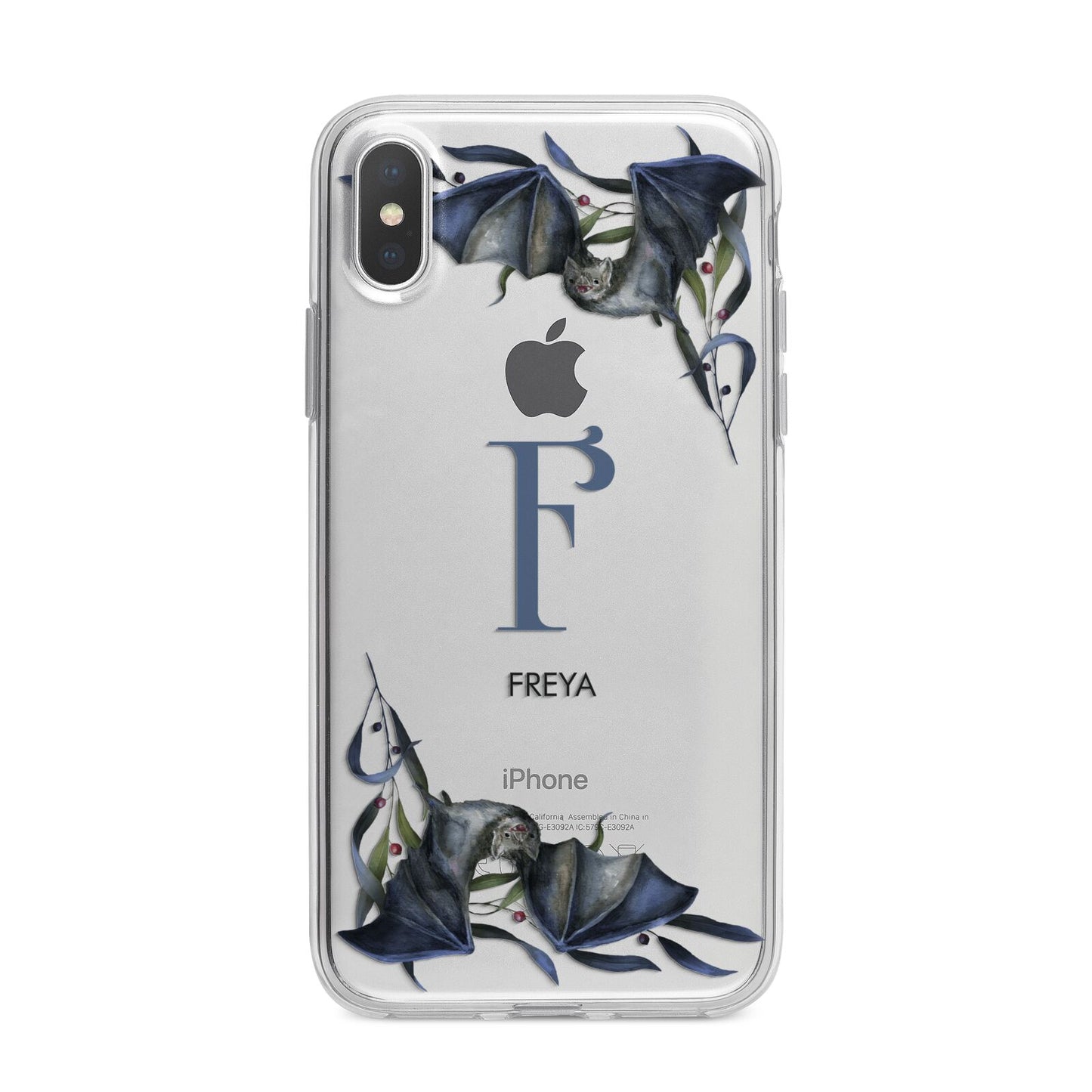 Monogram Bats iPhone X Bumper Case on Silver iPhone Alternative Image 1