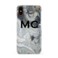 Monogram Black White Swirl Marble Apple iPhone XS 3D Snap Case