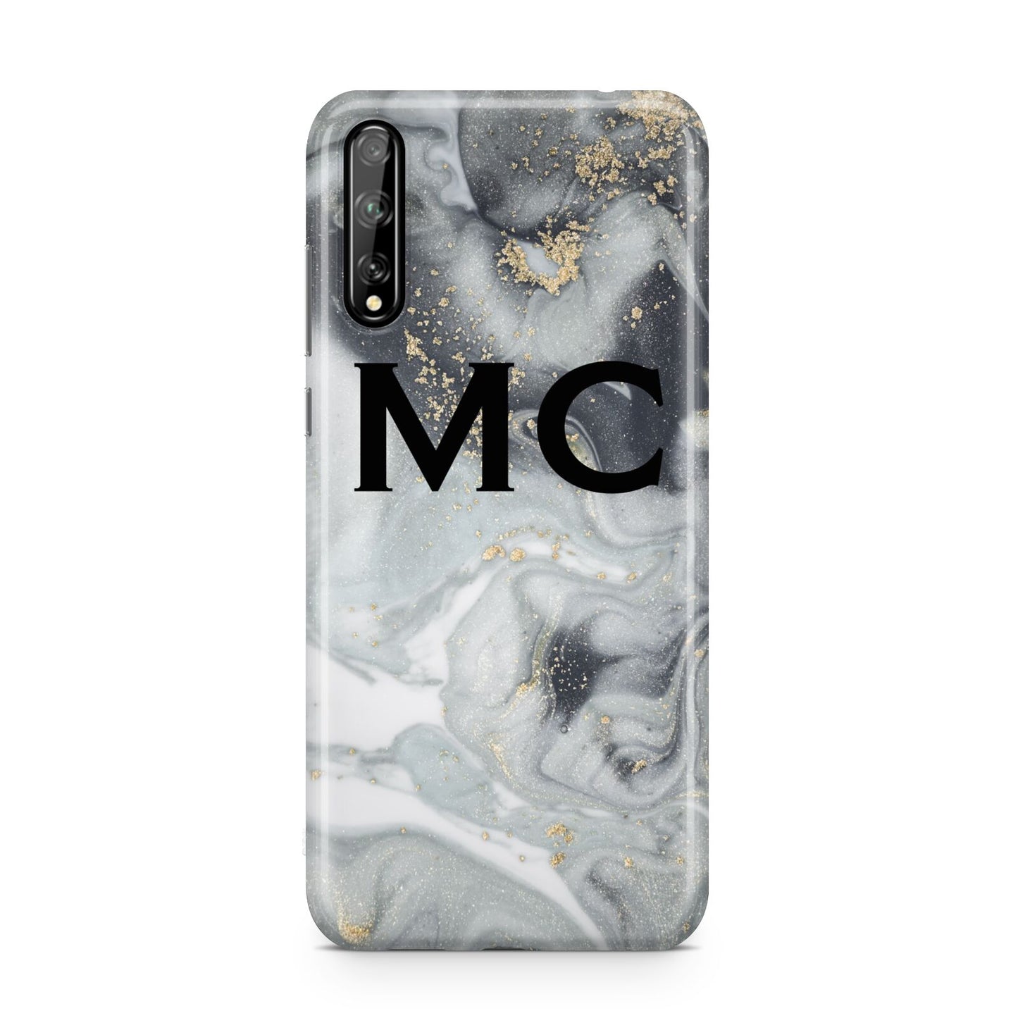 Monogram Black White Swirl Marble Huawei Enjoy 10s Phone Case