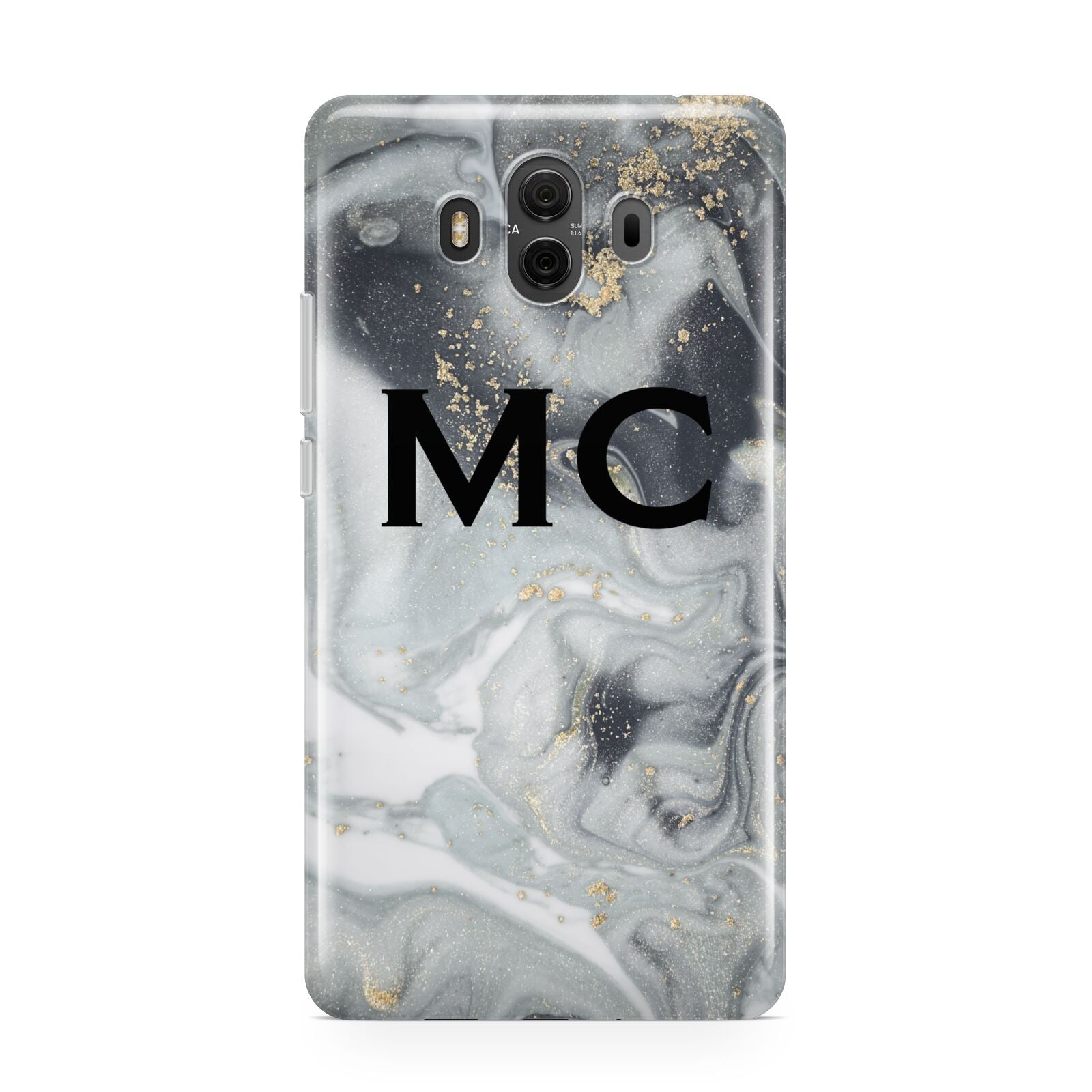 Monogram Black White Swirl Marble Huawei Mate 10 Protective Phone Case