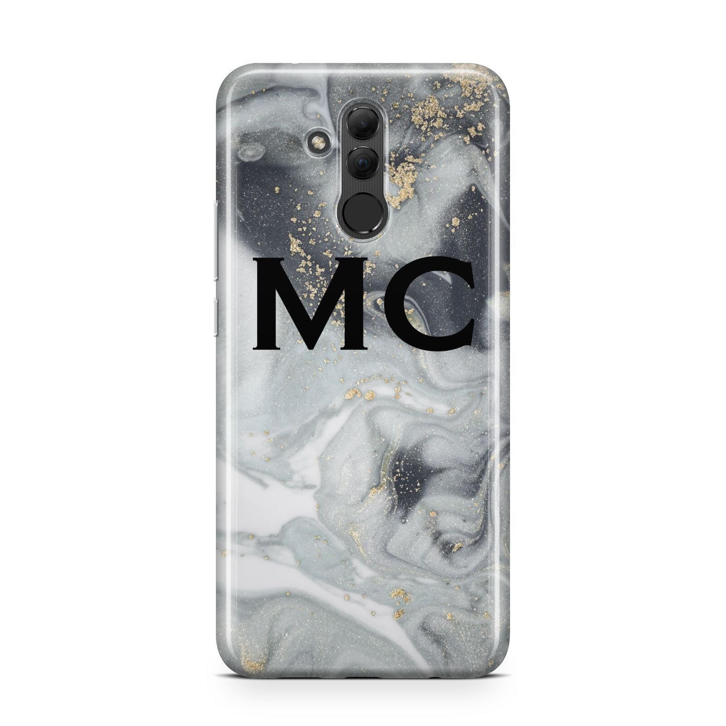 Monogram Black White Swirl Marble Huawei Mate 20 Lite