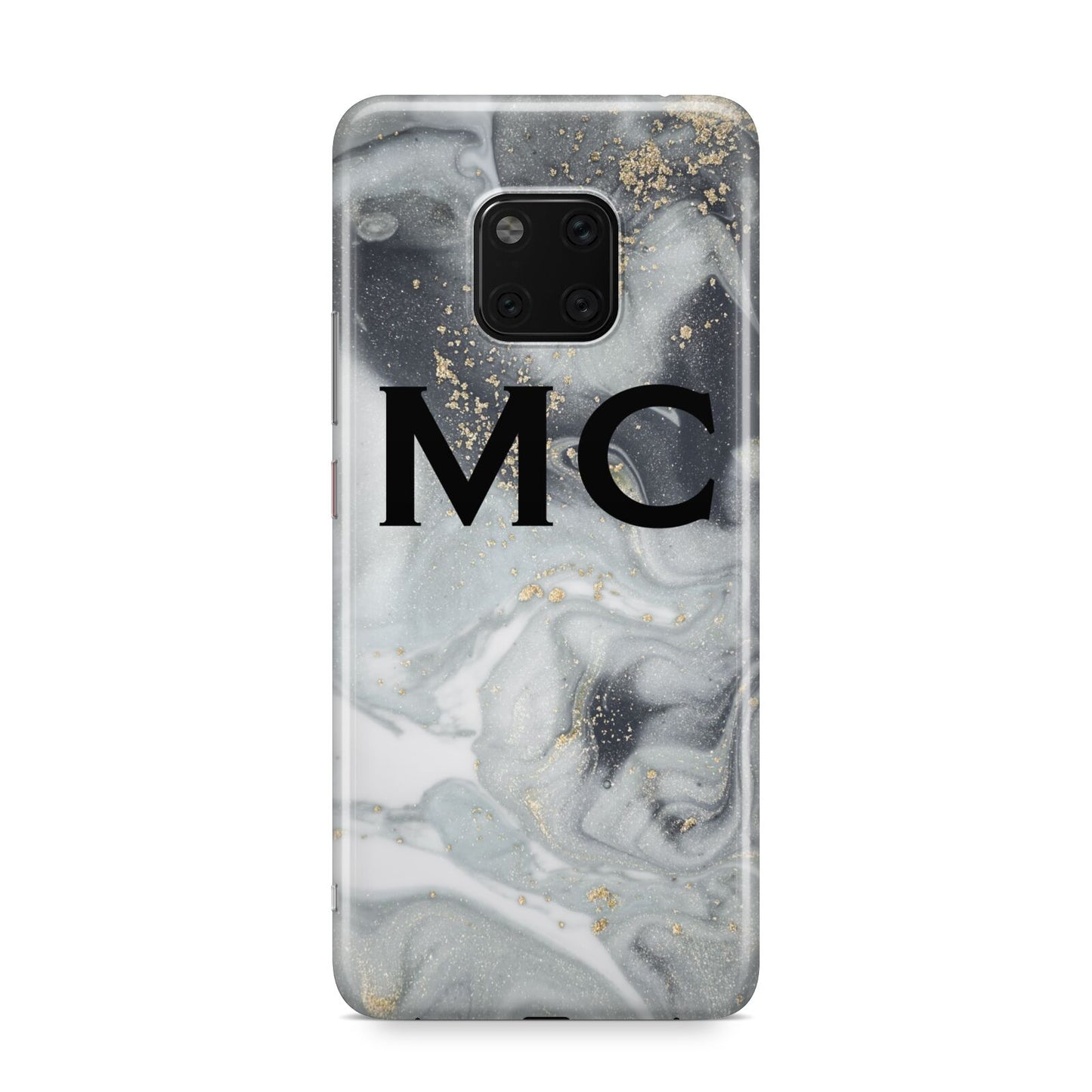 Monogram Black White Swirl Marble Huawei Mate 20 Pro Phone Case