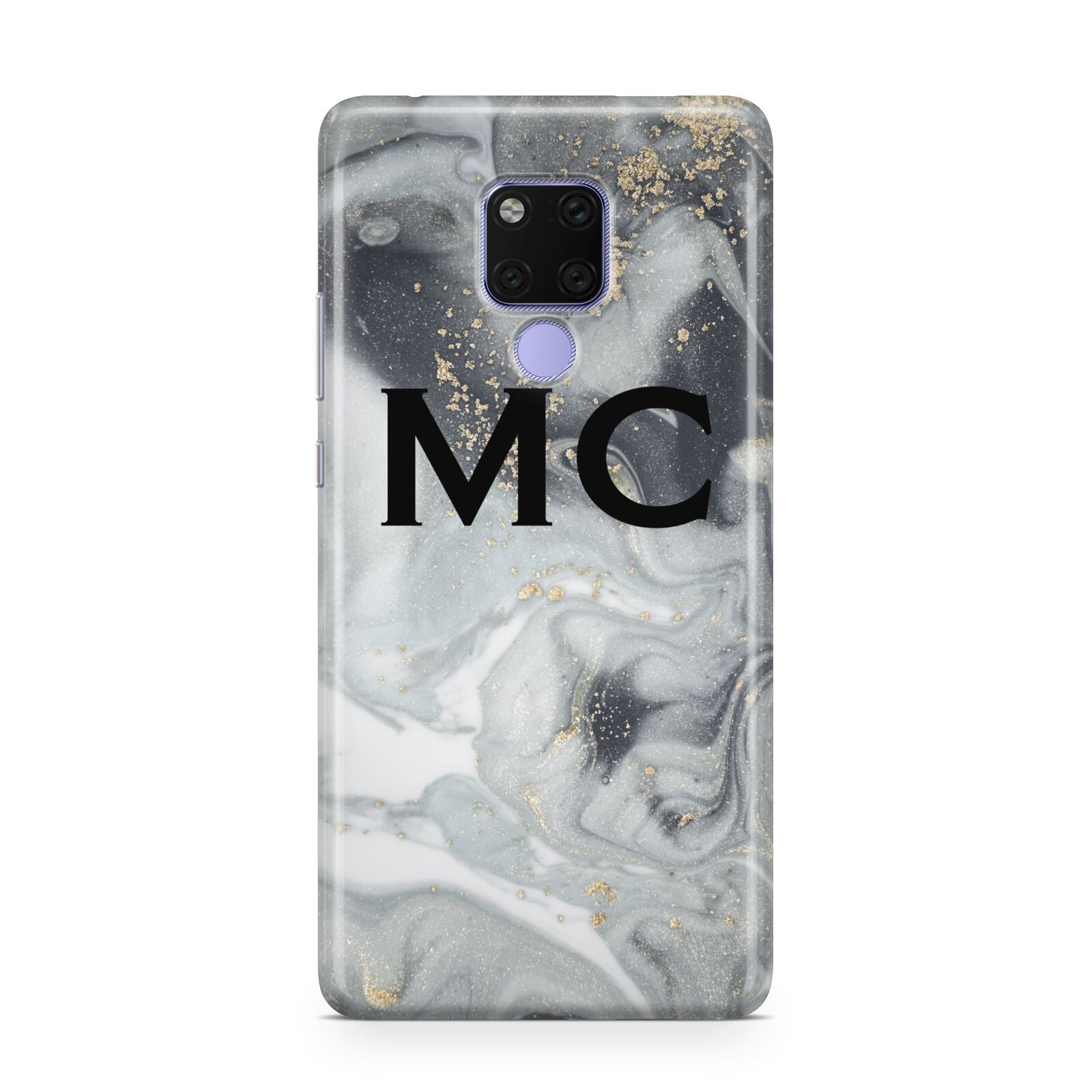 Monogram Black White Swirl Marble Huawei Mate 20X Phone Case