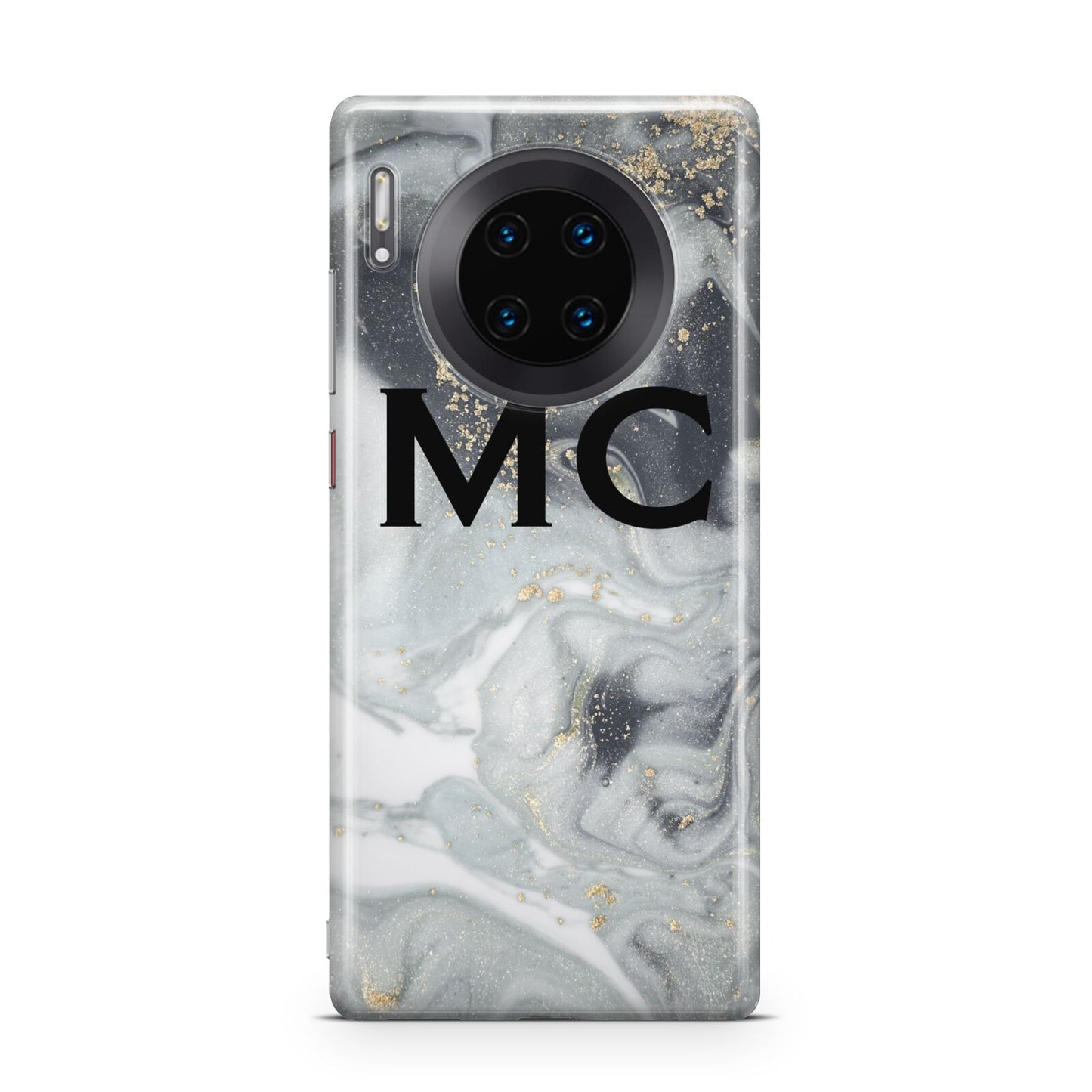 Monogram Black White Swirl Marble Huawei Mate 30 Pro Phone Case