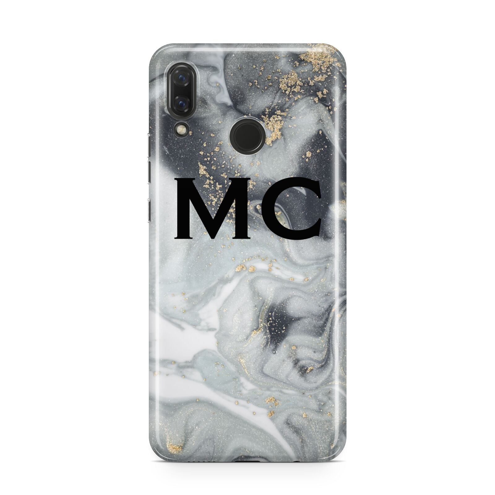 Monogram Black White Swirl Marble Huawei Nova 3 Phone Case