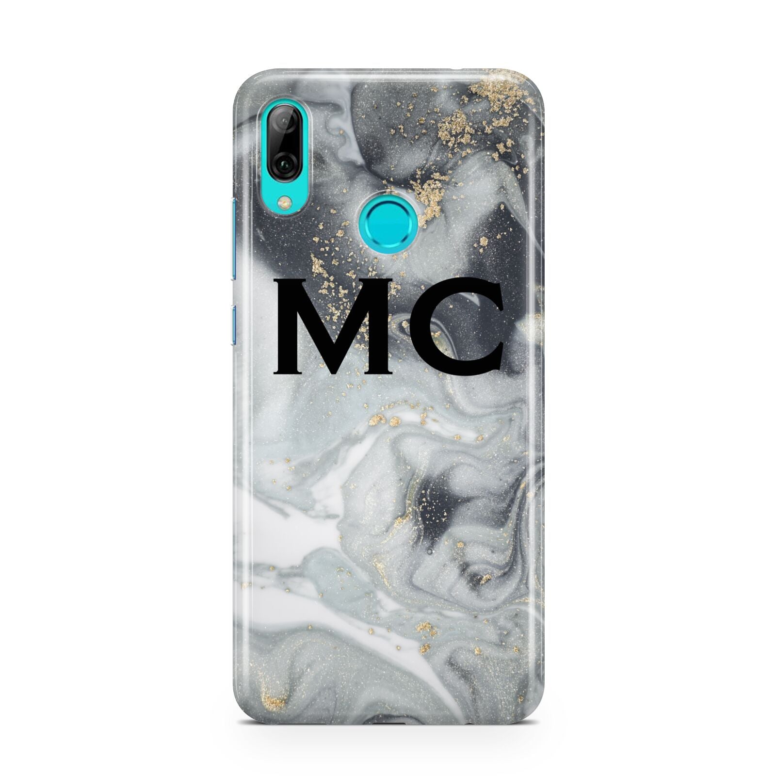 Monogram Black White Swirl Marble Huawei P Smart 2019 Case