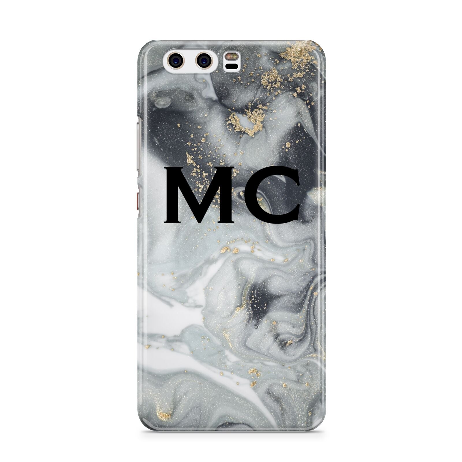 Monogram Black White Swirl Marble Huawei P10 Phone Case