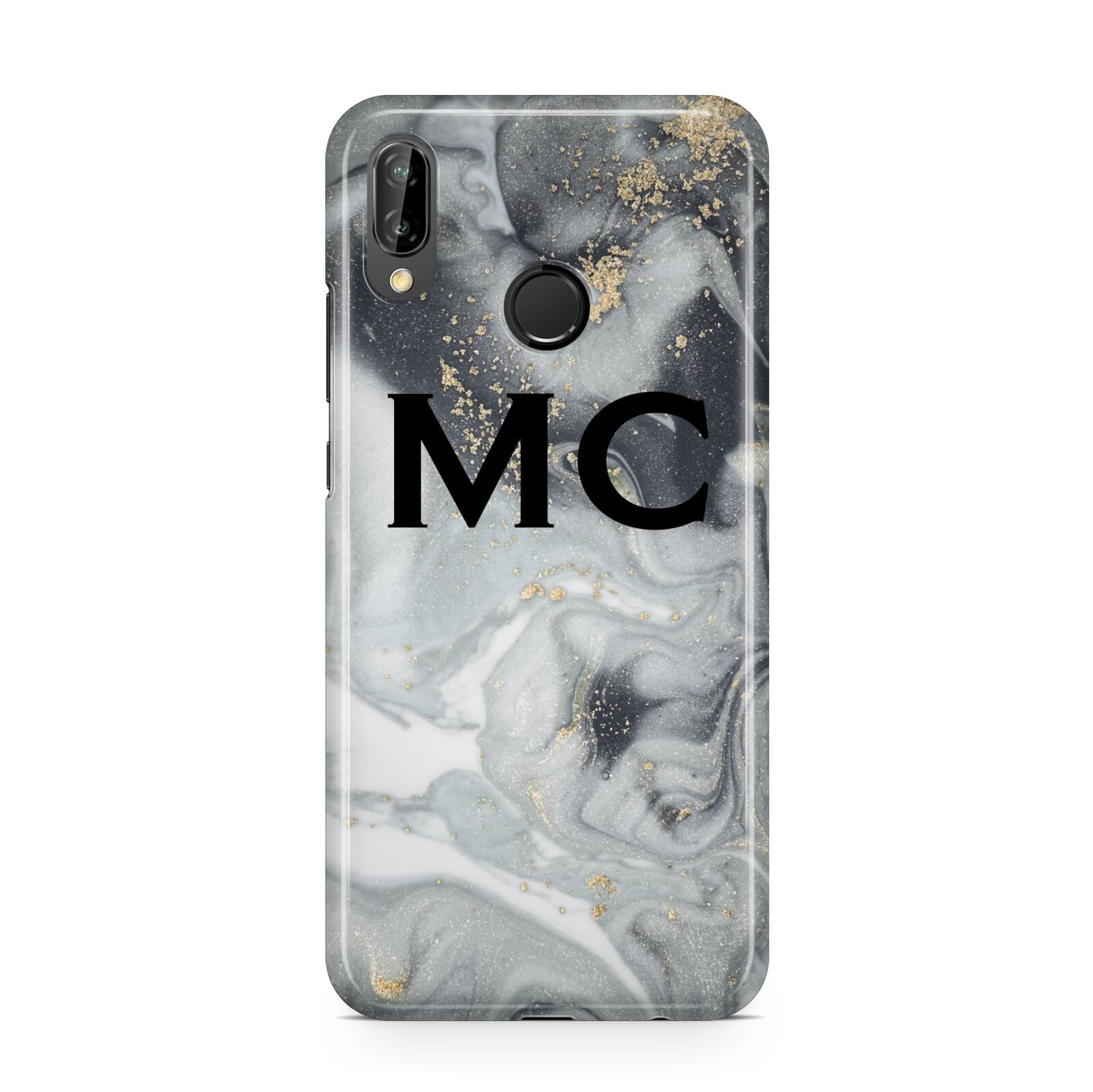 Monogram Black White Swirl Marble Huawei P20 Lite Phone Case