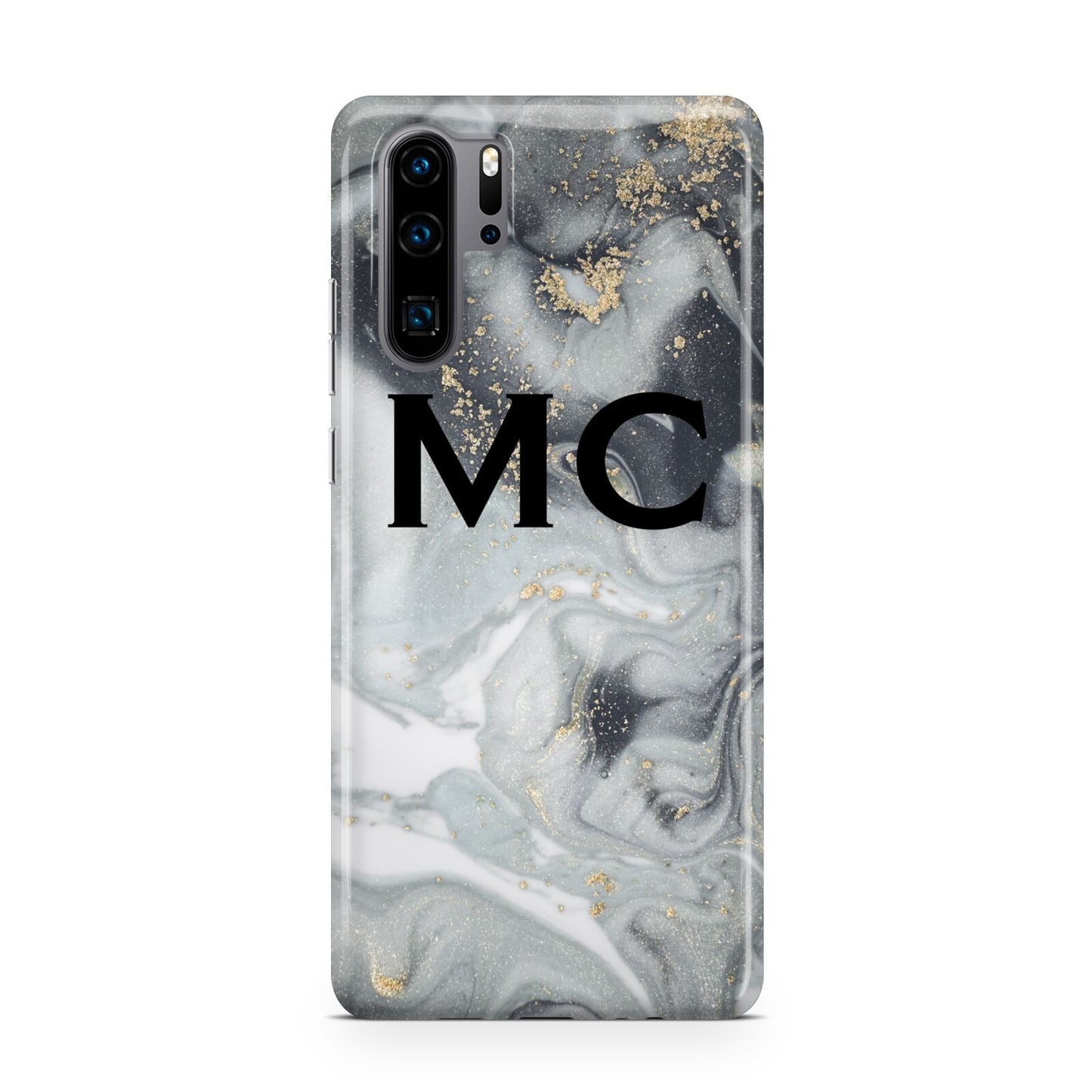 Monogram Black White Swirl Marble Huawei P30 Pro Phone Case