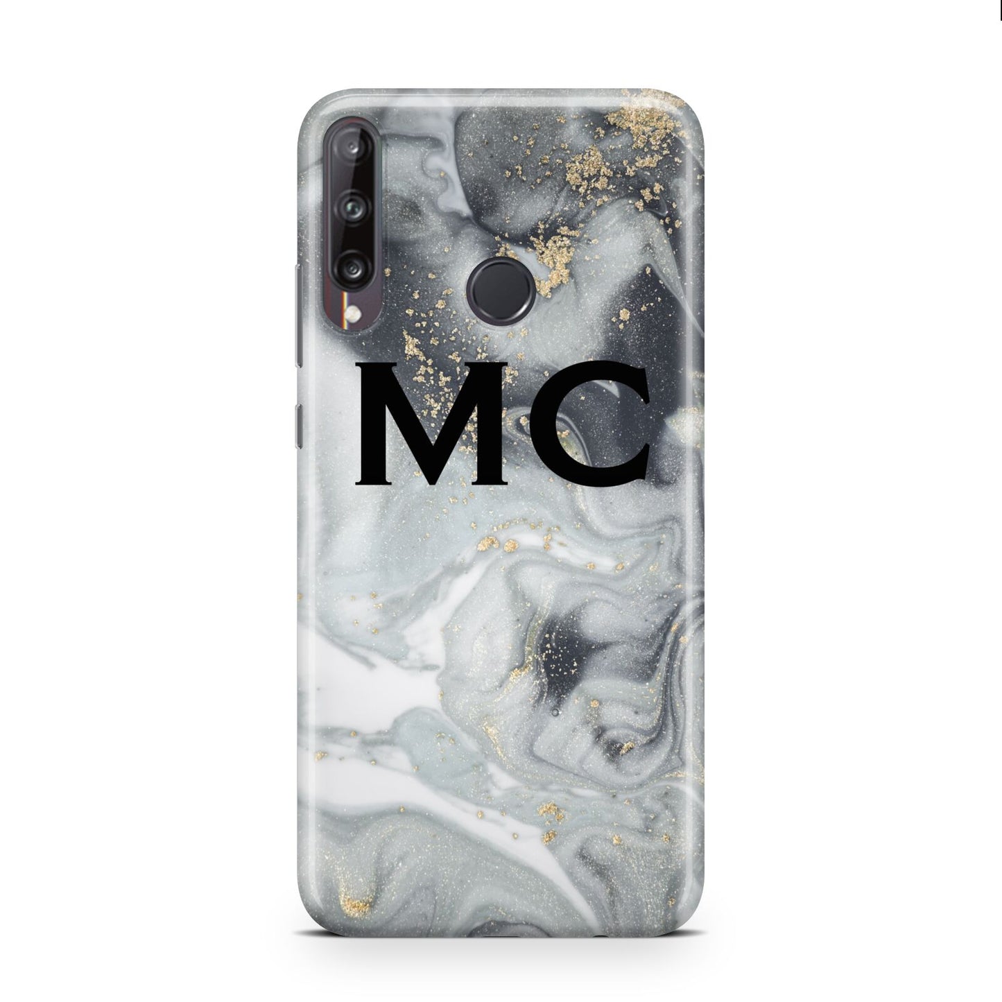 Monogram Black White Swirl Marble Huawei P40 Lite E Phone Case