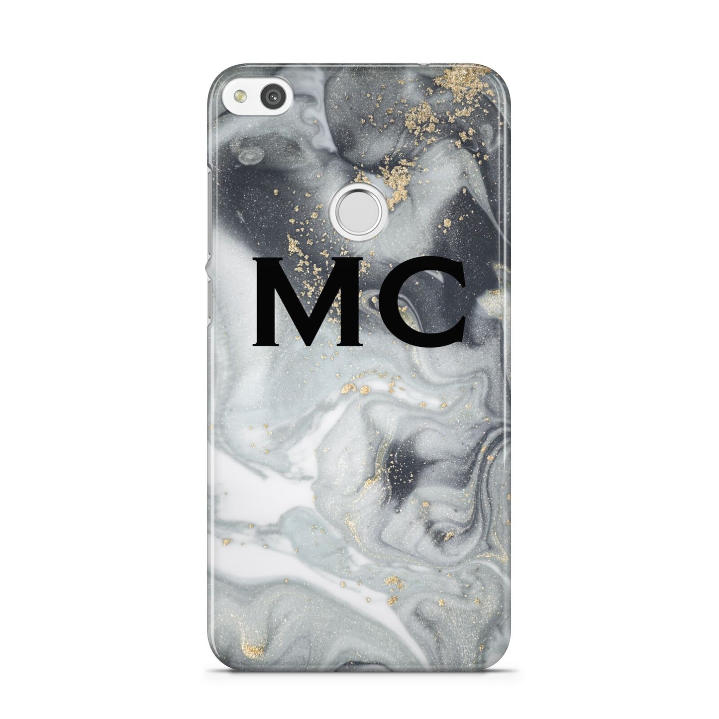 Monogram Black White Swirl Marble Huawei P8 Lite Case