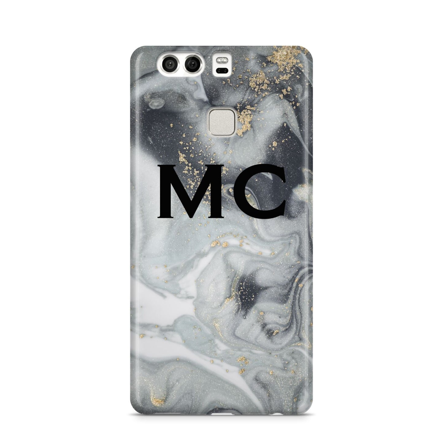 Monogram Black White Swirl Marble Huawei P9 Case