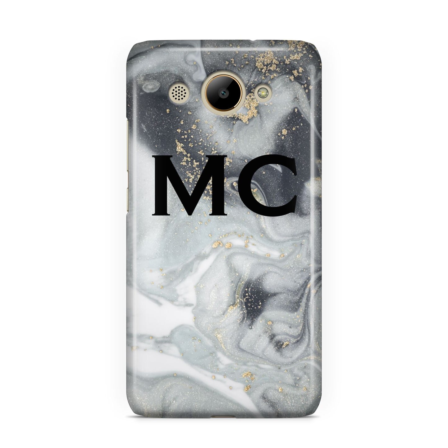 Monogram Black White Swirl Marble Huawei Y3 2017