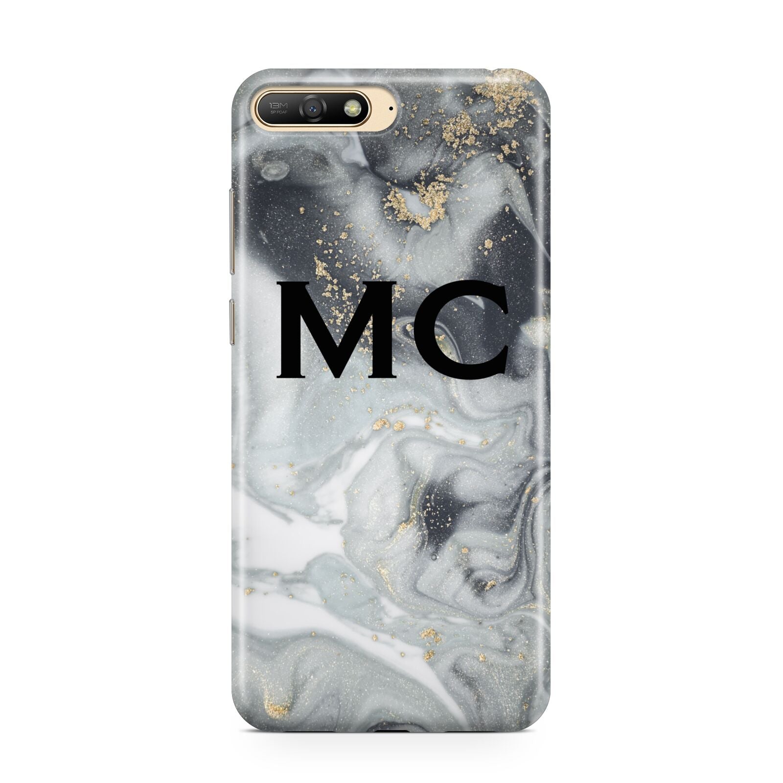 Monogram Black White Swirl Marble Huawei Y6 2018