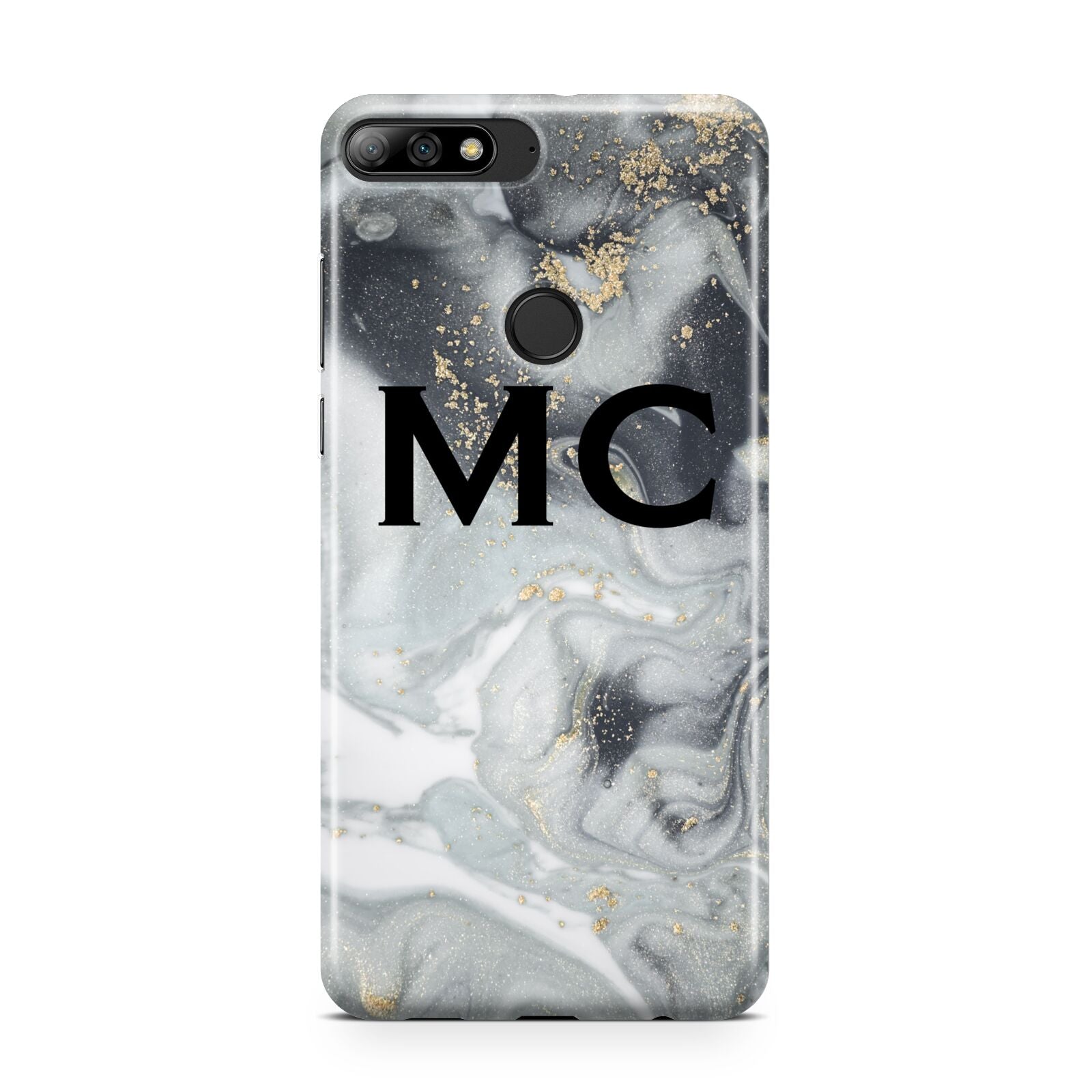 Monogram Black White Swirl Marble Huawei Y7 2018