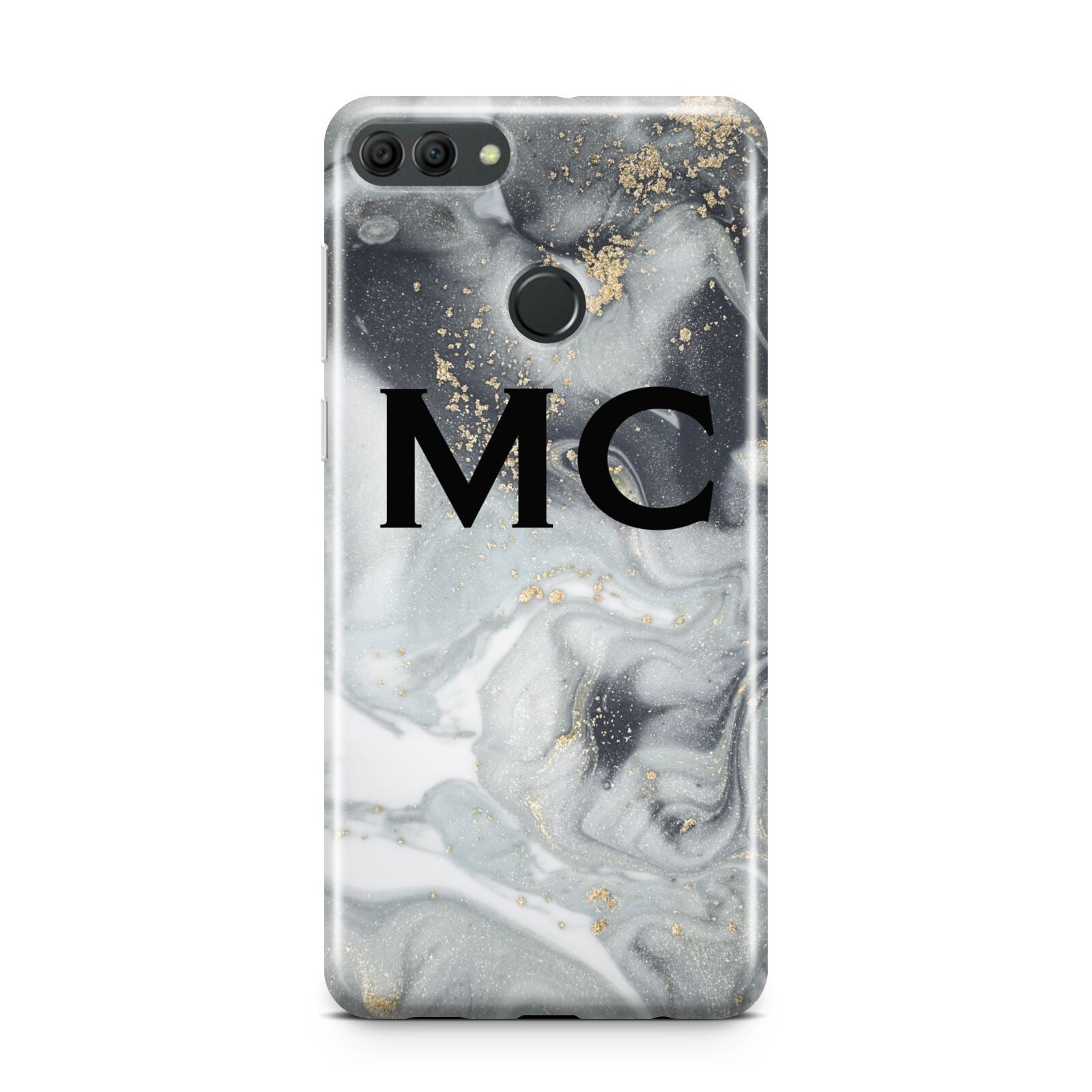 Monogram Black White Swirl Marble Huawei Y9 2018