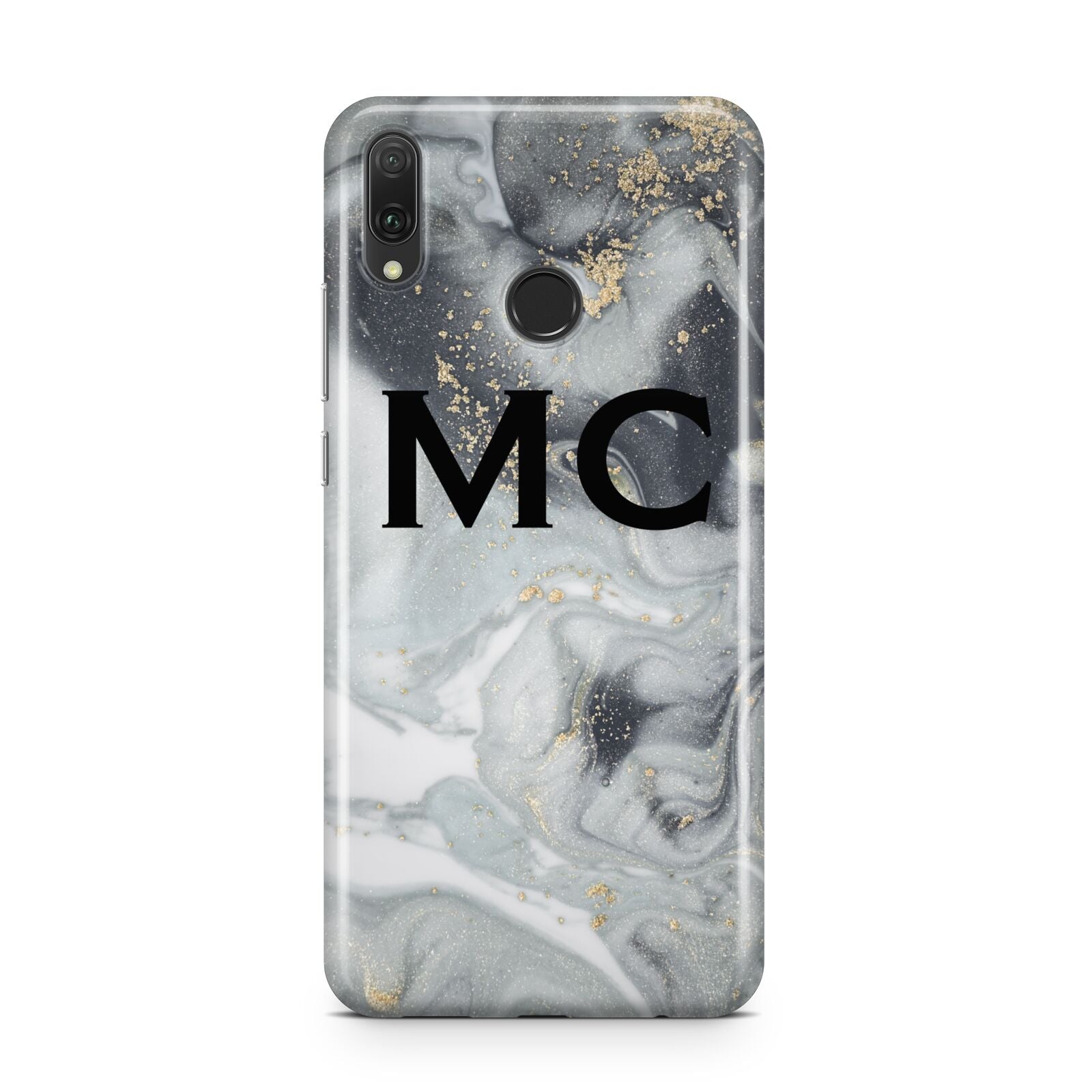 Monogram Black White Swirl Marble Huawei Y9 2019