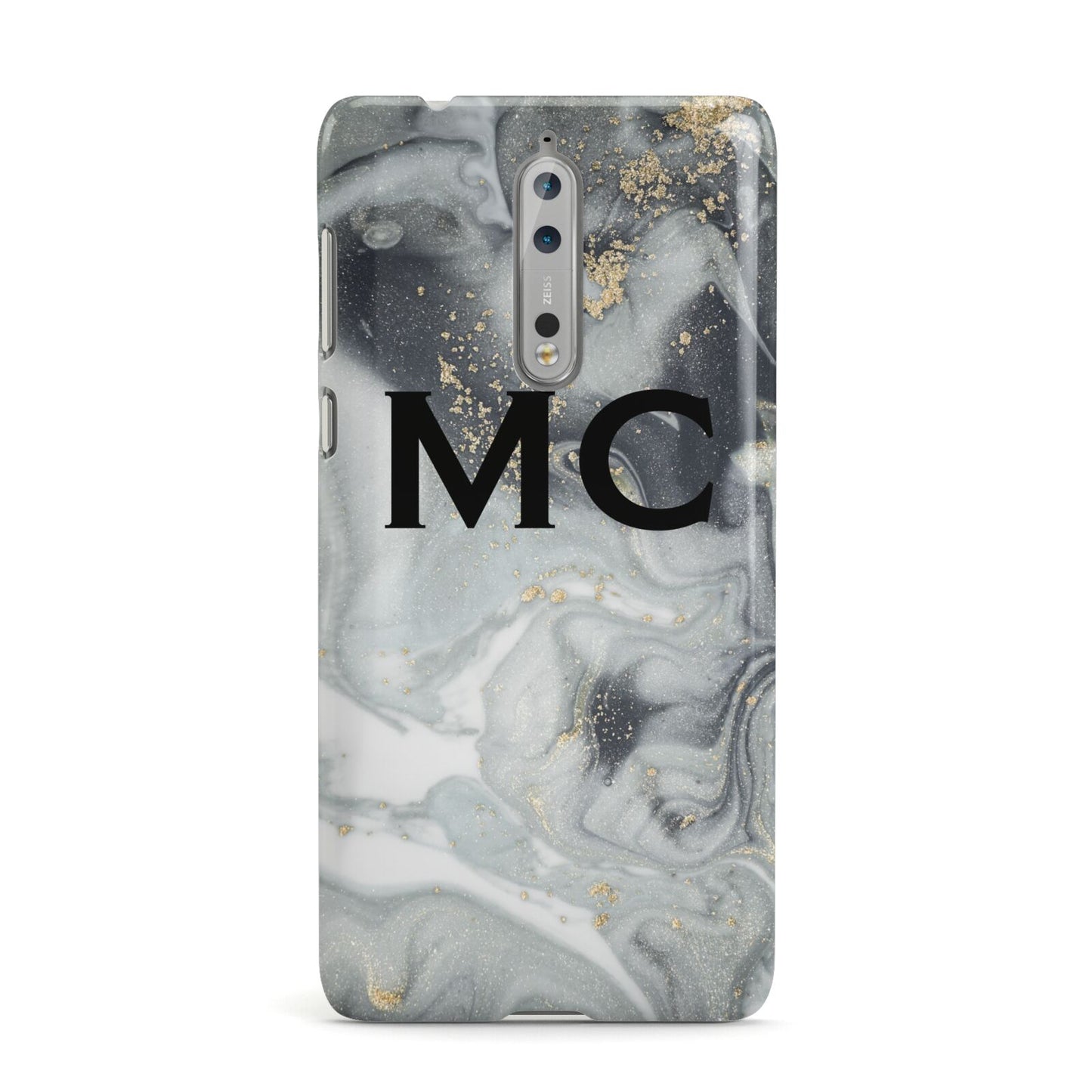 Monogram Black White Swirl Marble Nokia Case