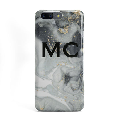 Monogram Black White Swirl Marble OnePlus Case