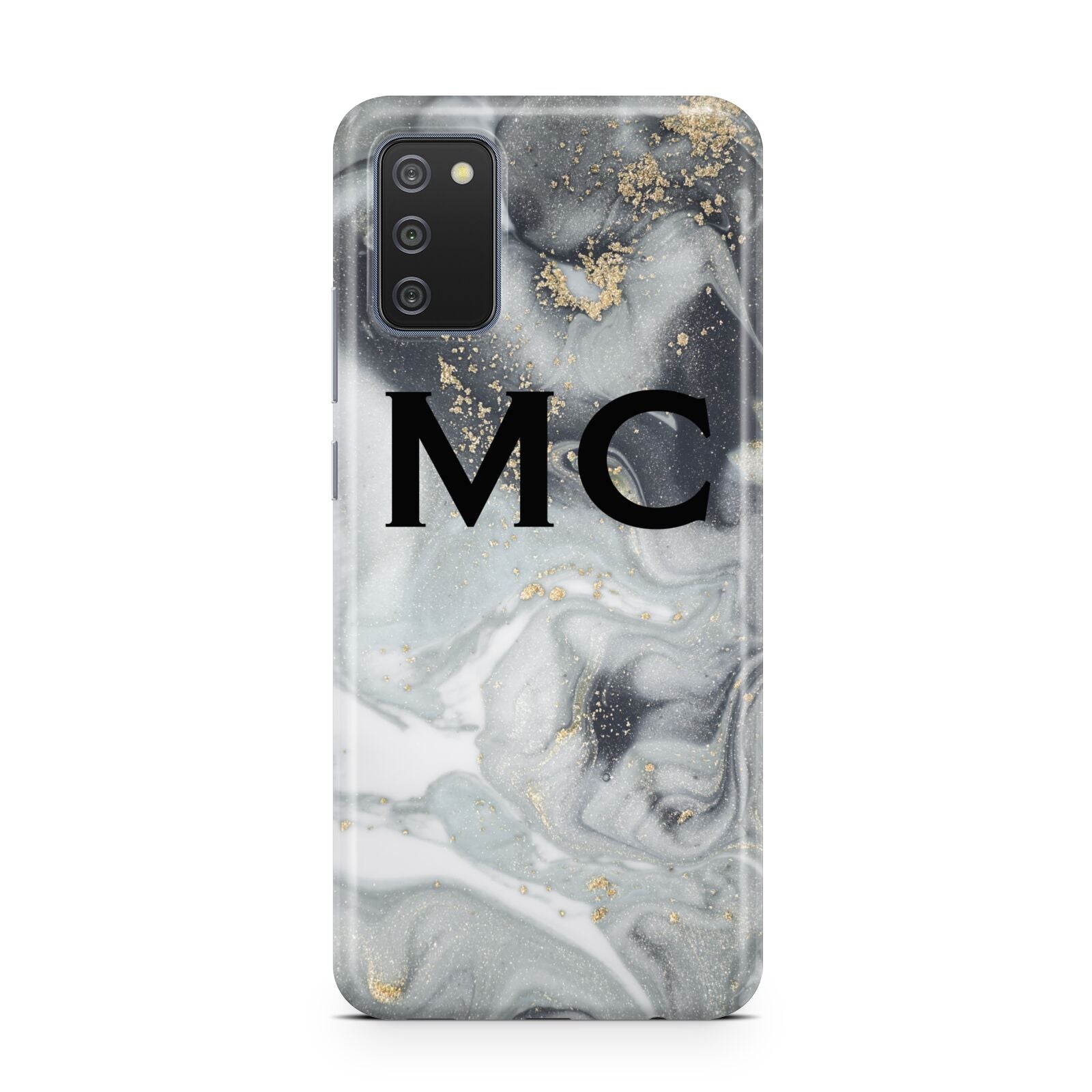 Monogram Black White Swirl Marble Samsung A02s Case