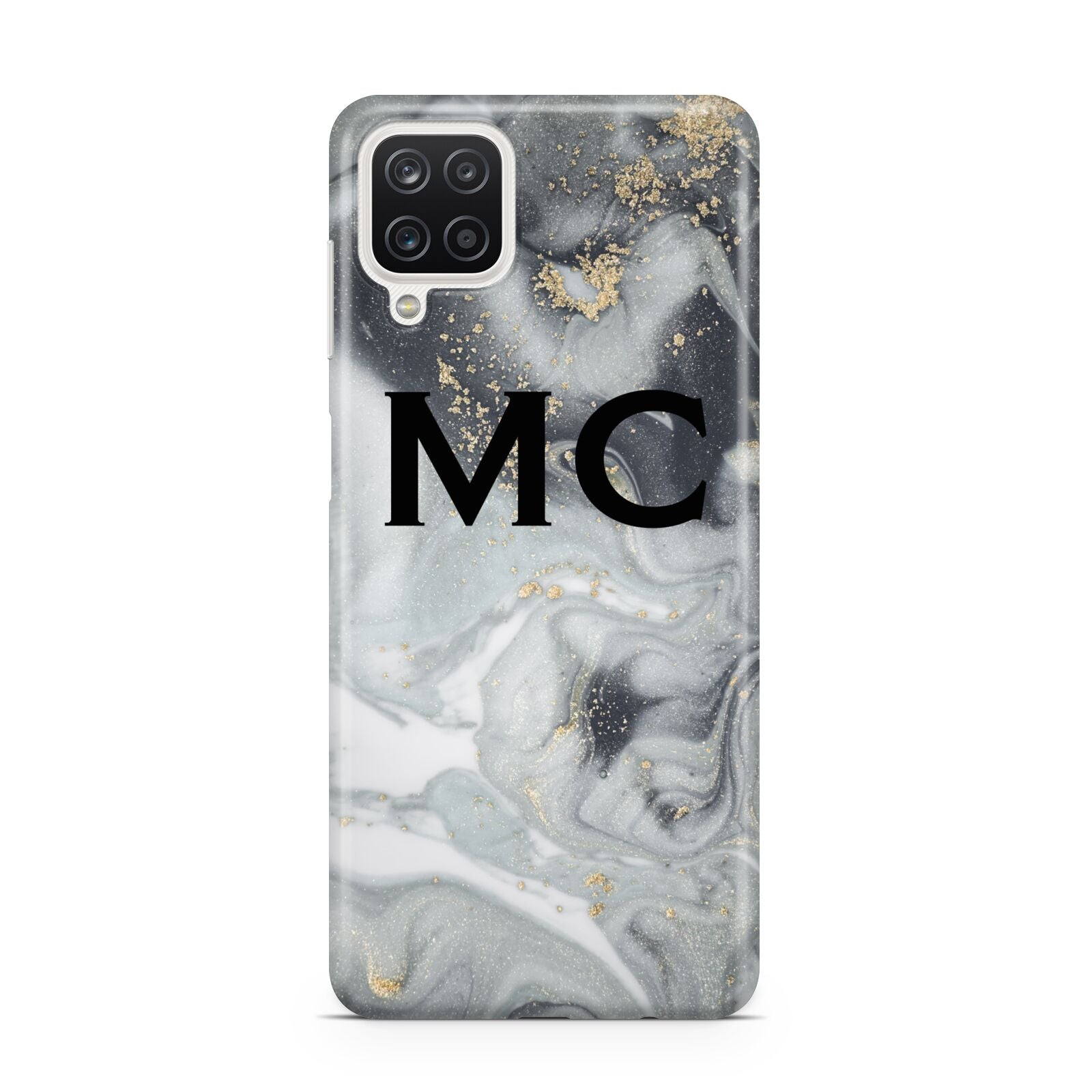 Monogram Black White Swirl Marble Samsung A12 Case