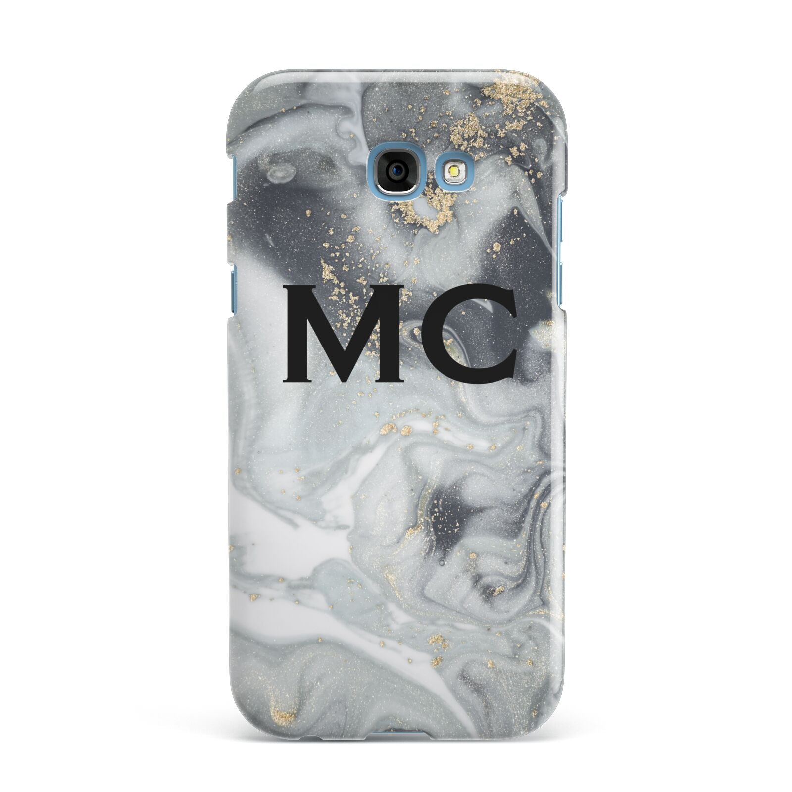 Monogram Black White Swirl Marble Samsung Galaxy A7 2017 Case