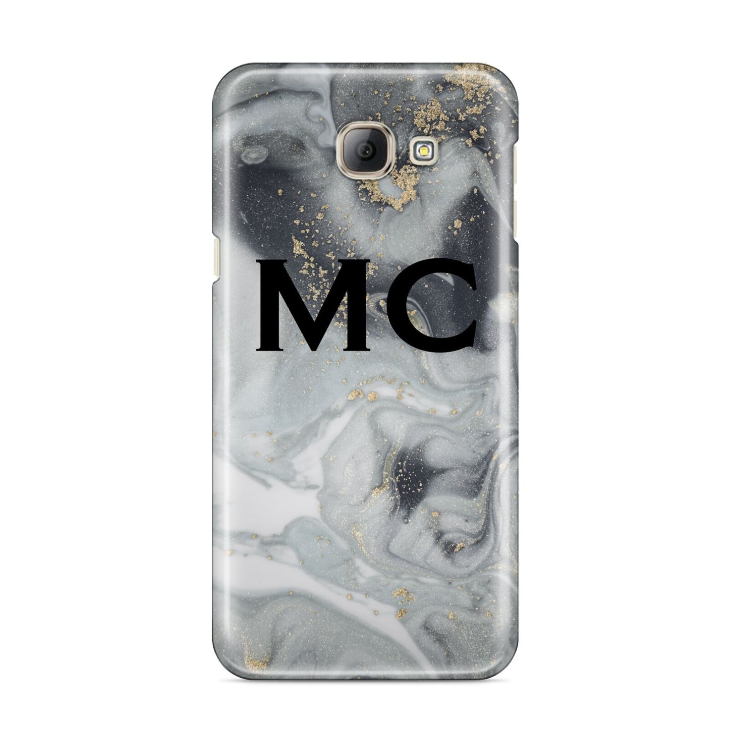 Monogram Black White Swirl Marble Samsung Galaxy A8 2016 Case