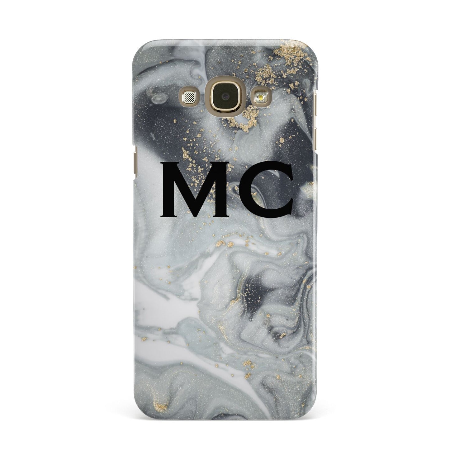 Monogram Black White Swirl Marble Samsung Galaxy A8 Case