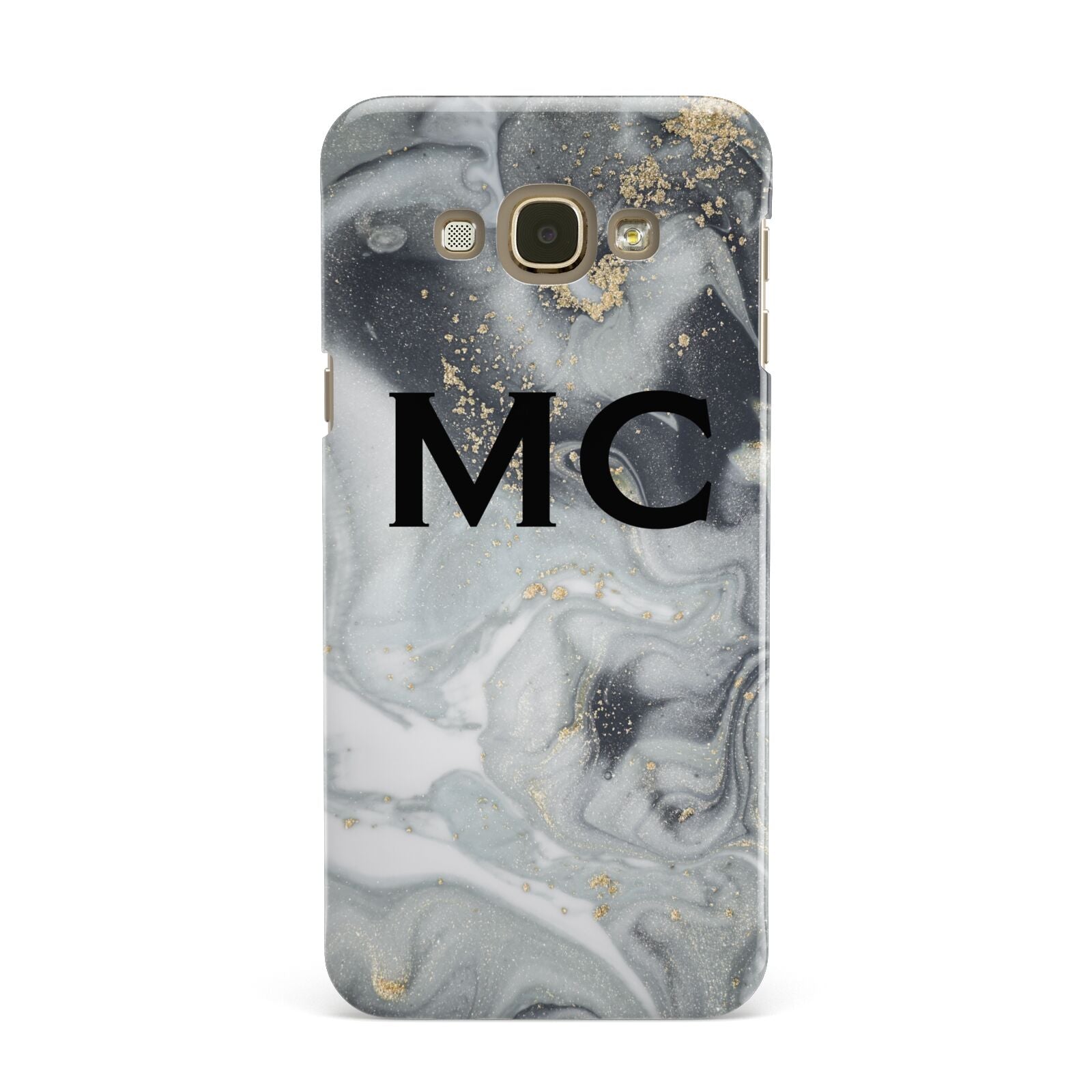 Monogram Black White Swirl Marble Samsung Galaxy A8 Case