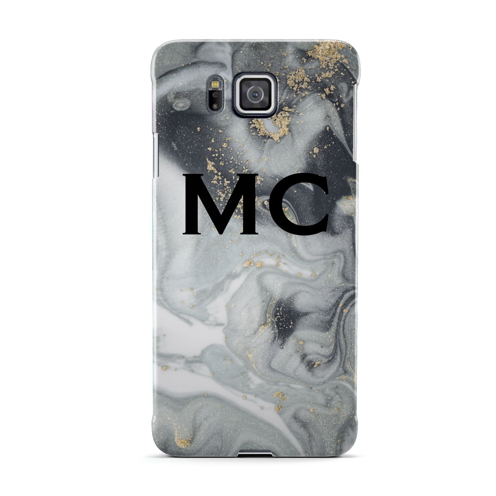 Monogram Black White Swirl Marble Samsung Galaxy Alpha Case