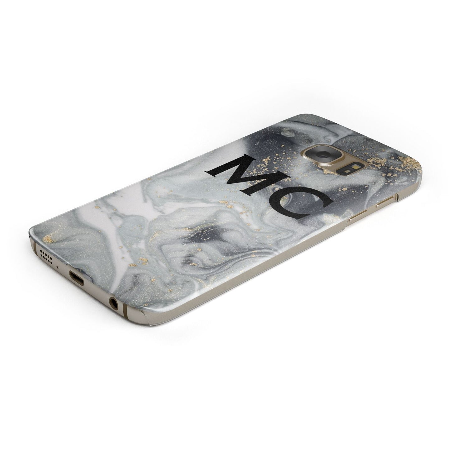 Monogram Black White Swirl Marble Samsung Galaxy Case Bottom Cutout