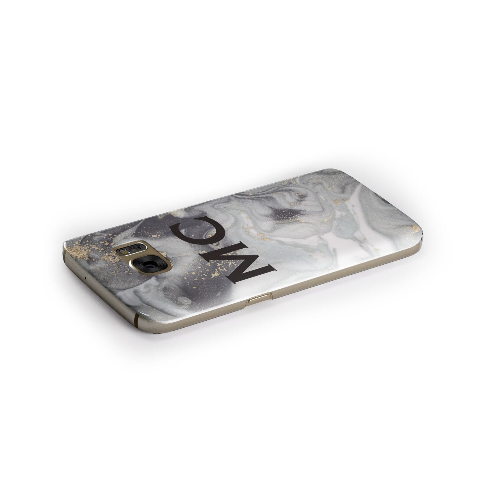 Monogram Black White Swirl Marble Samsung Galaxy Case Side Close Up