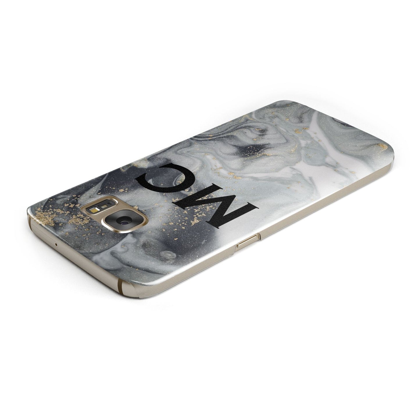 Monogram Black White Swirl Marble Samsung Galaxy Case Top Cutout