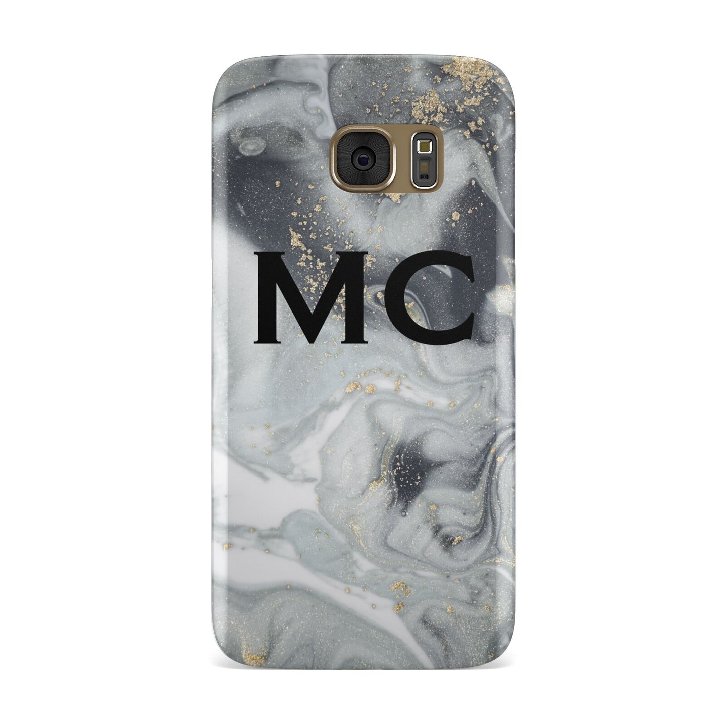 Monogram Black White Swirl Marble Samsung Galaxy Case