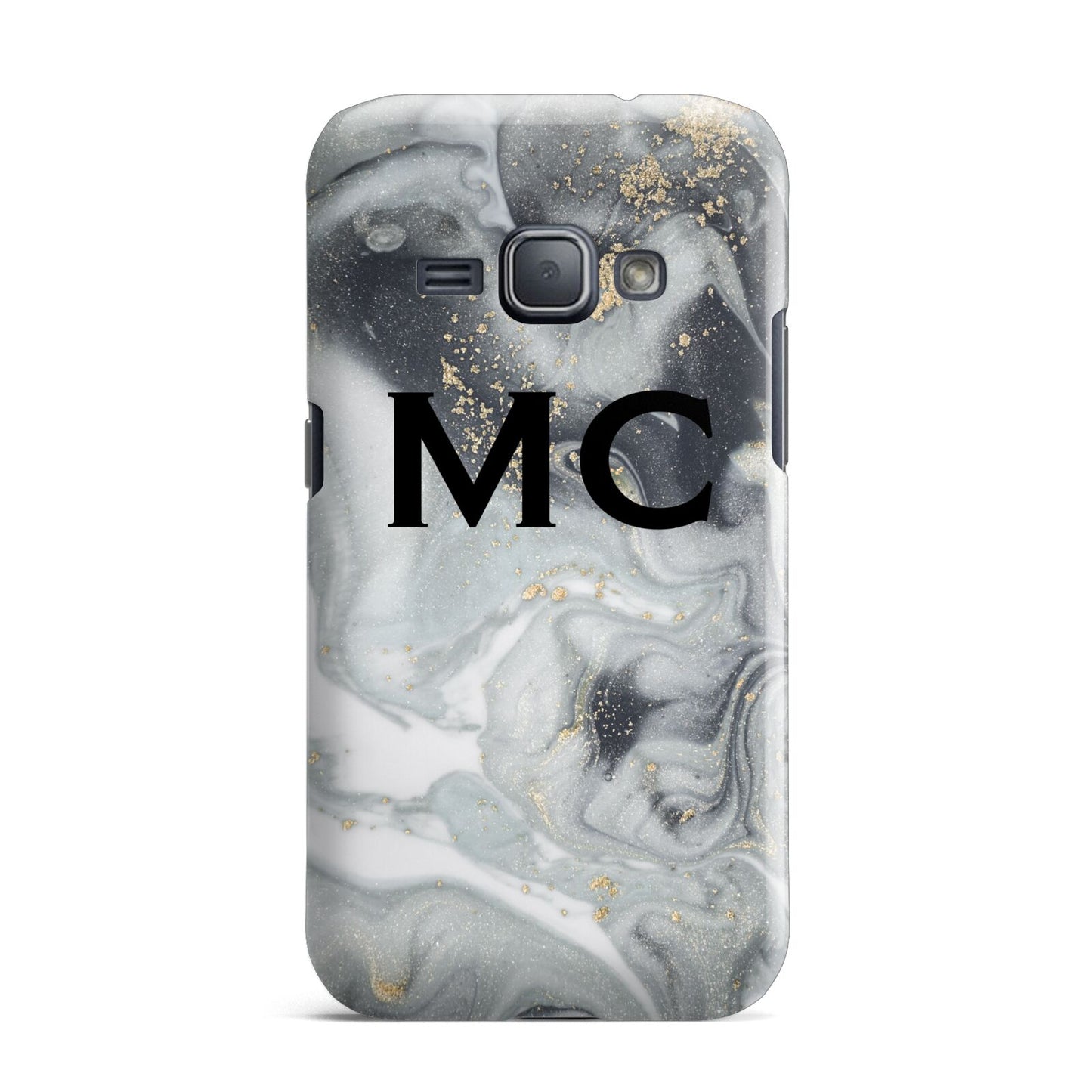 Monogram Black White Swirl Marble Samsung Galaxy J1 2016 Case