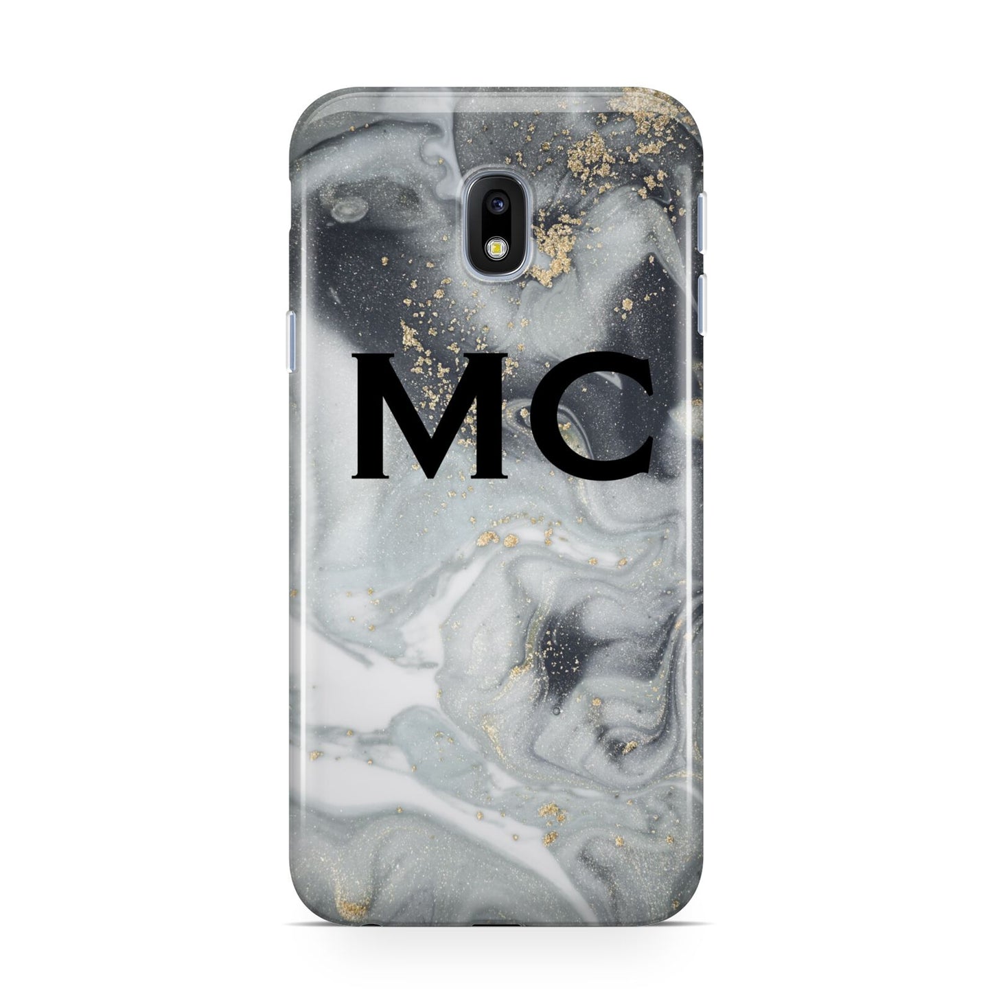 Monogram Black White Swirl Marble Samsung Galaxy J3 2017 Case