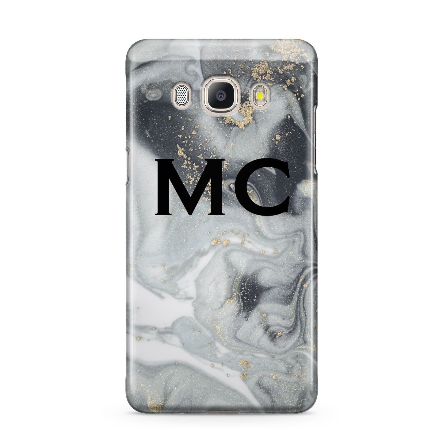 Monogram Black White Swirl Marble Samsung Galaxy J5 2016 Case