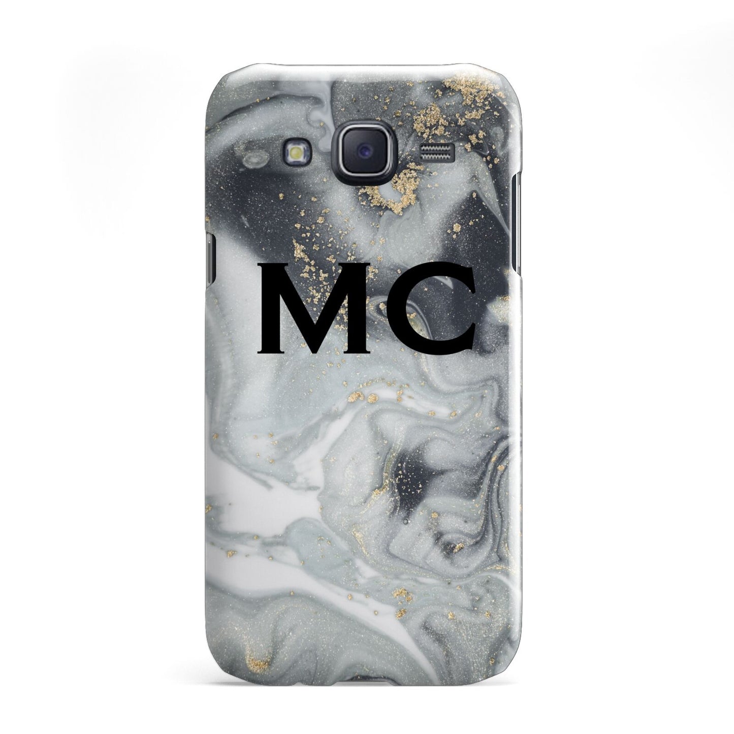 Monogram Black White Swirl Marble Samsung Galaxy J5 Case