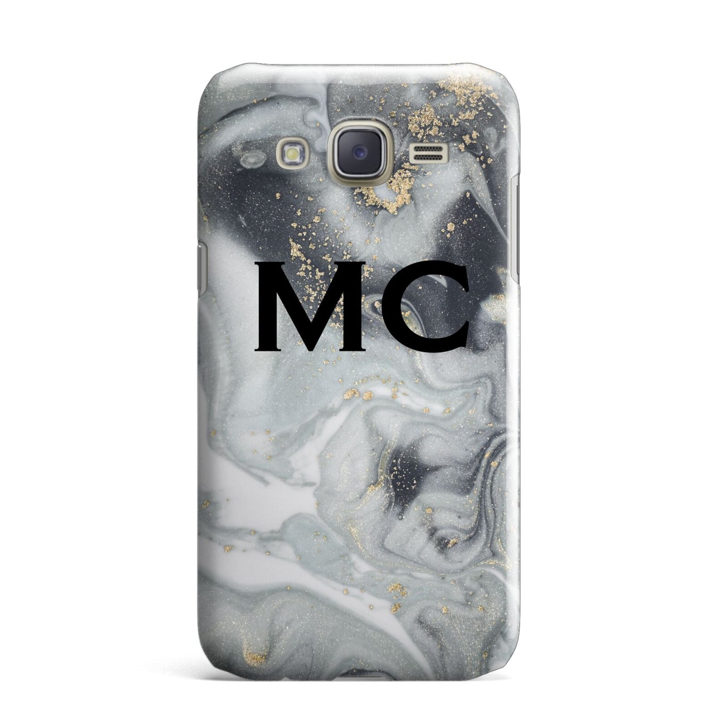 Monogram Black White Swirl Marble Samsung Galaxy J7 Case