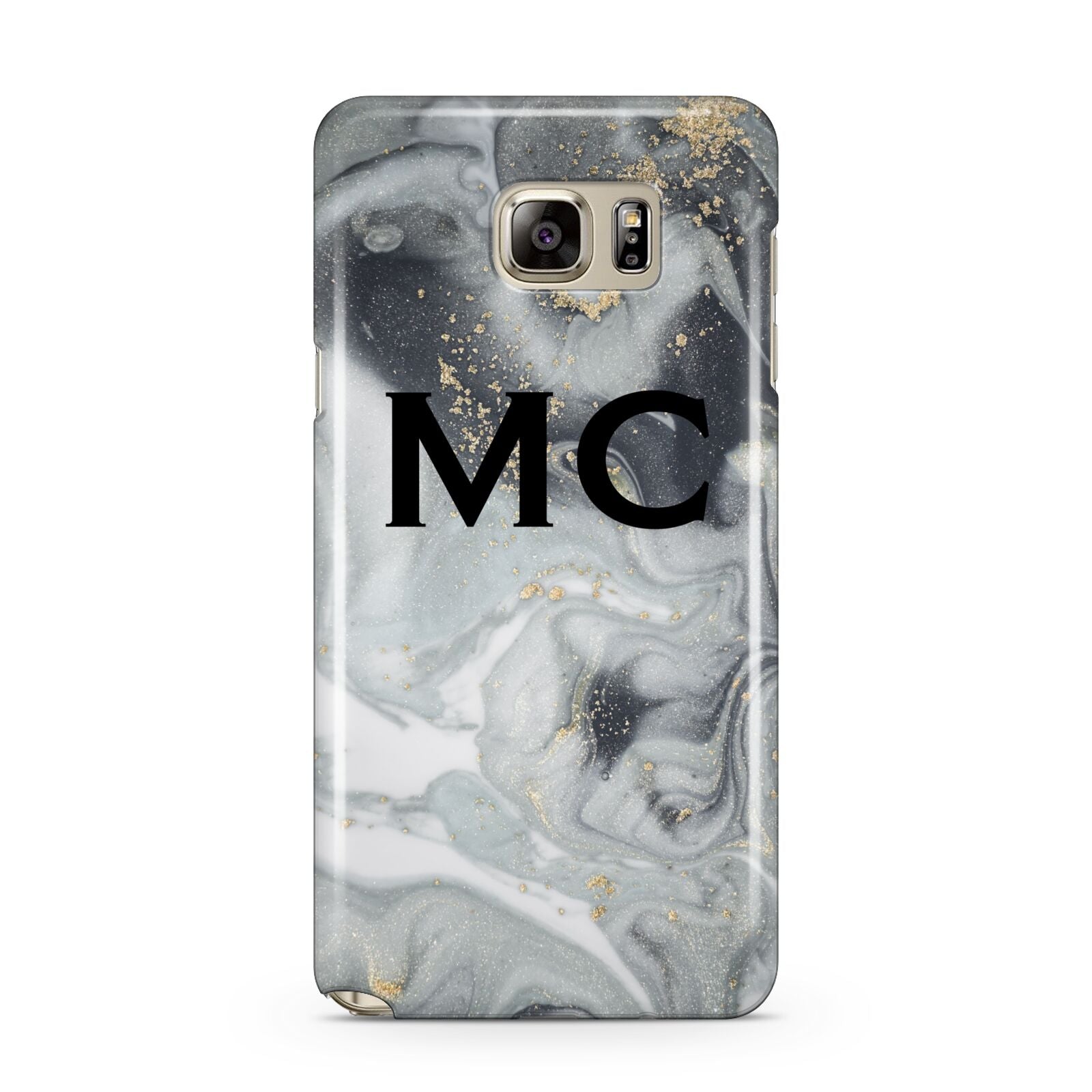 Monogram Black White Swirl Marble Samsung Galaxy Note 5 Case